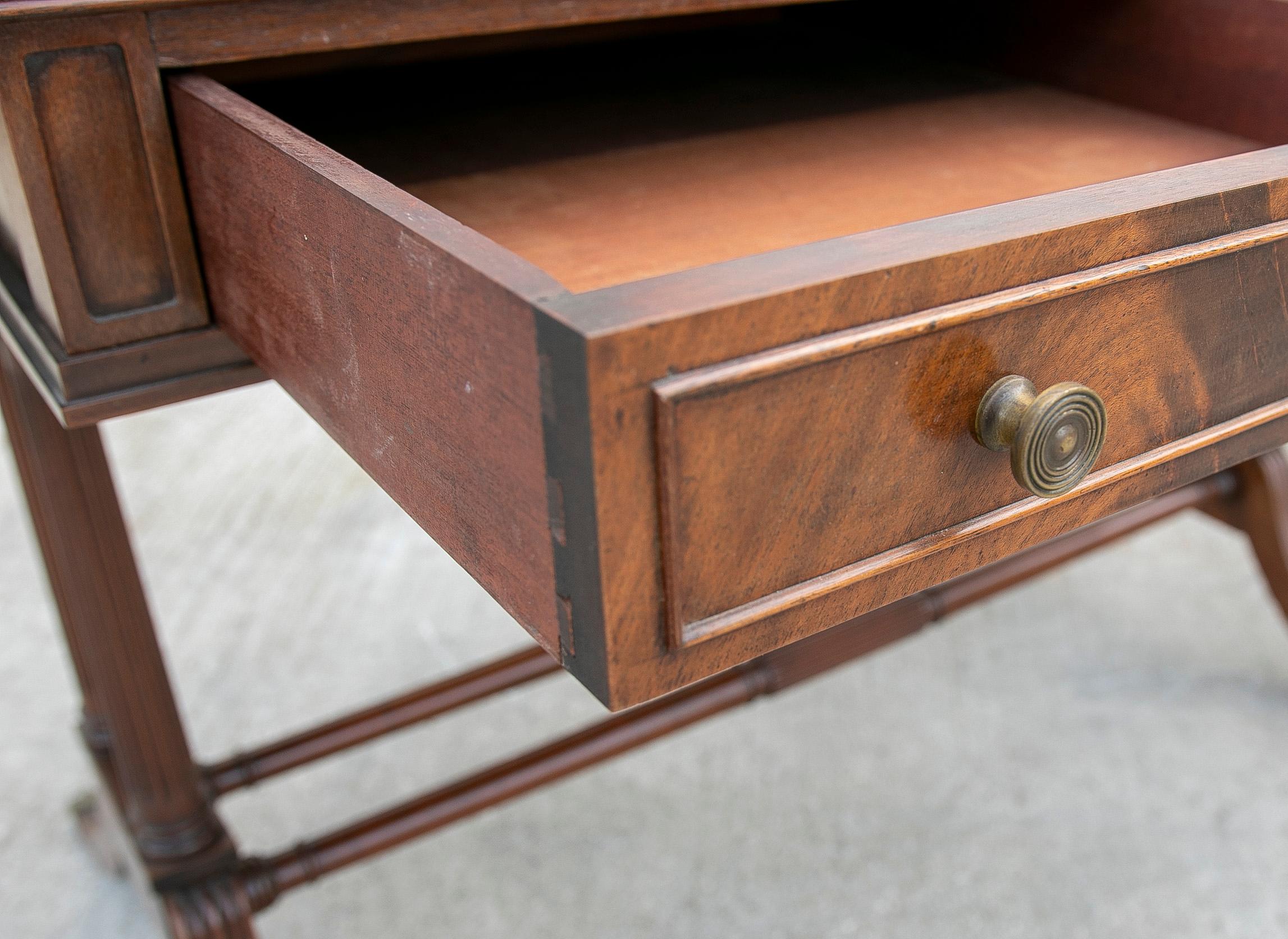 1950s English Mahogany Writing Desk with Drawers For Sale 9