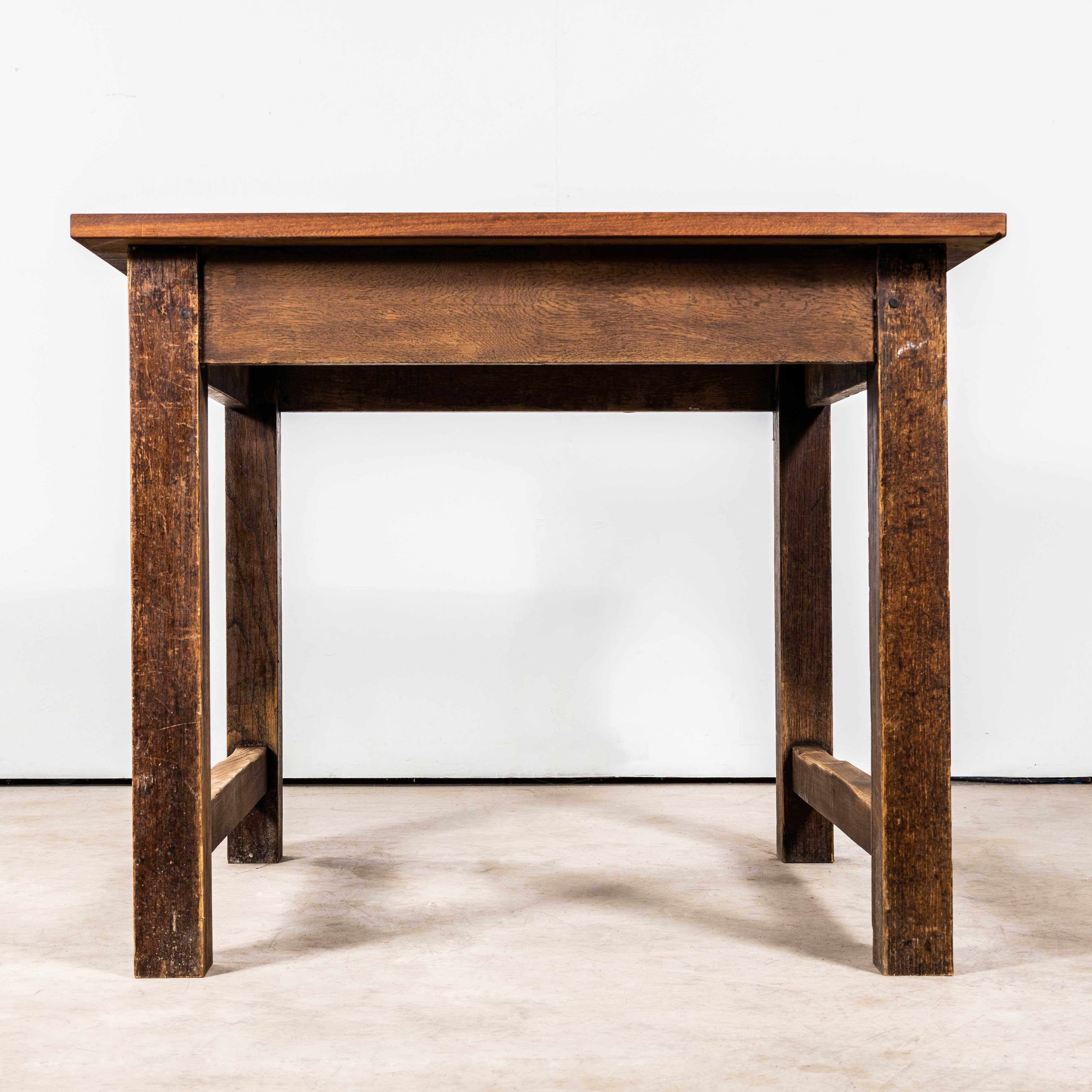 European 1950's English Oak And Iroko School Laboratory Table - Square For Sale