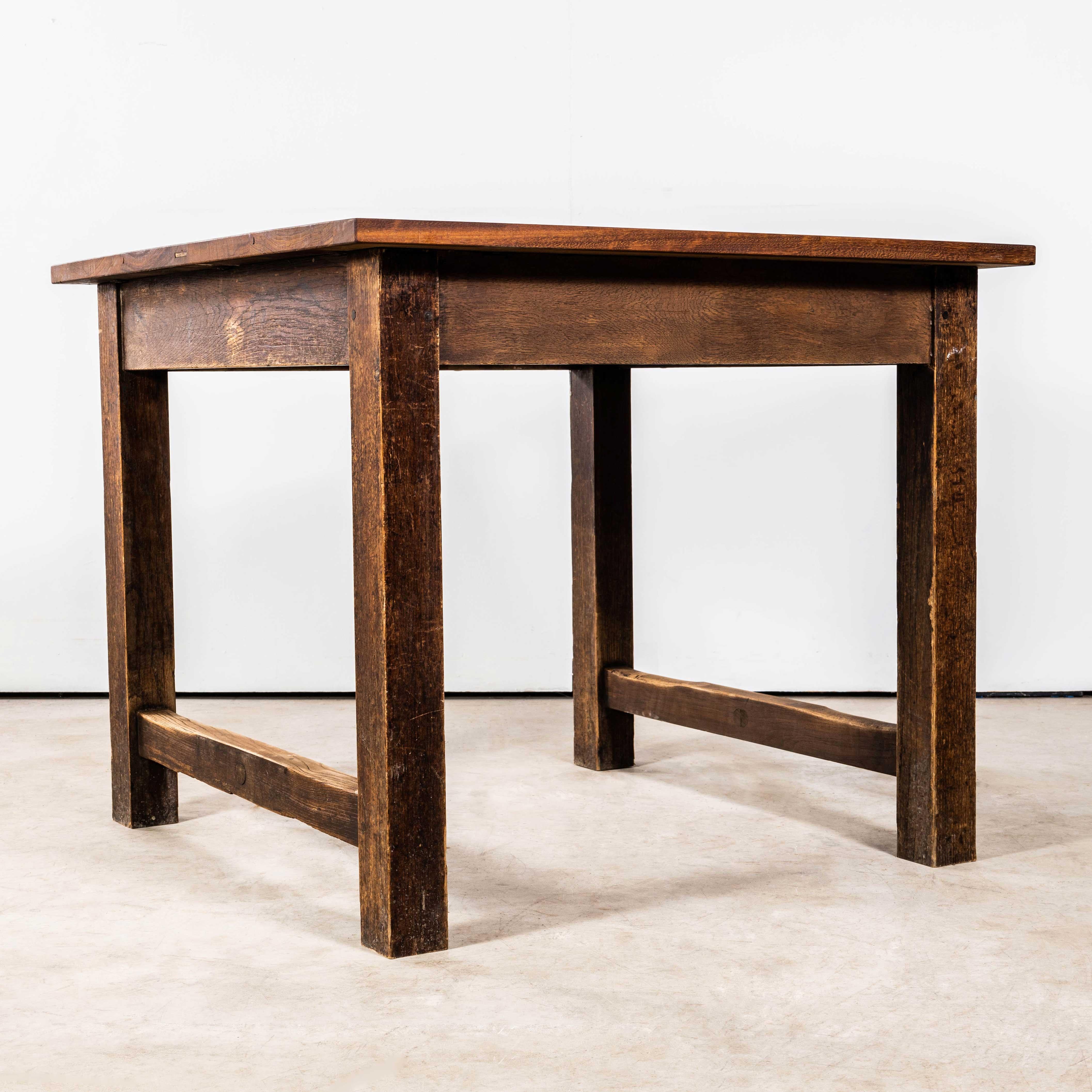 1950's English Oak And Iroko School Laboratory Table - Square In Good Condition For Sale In Hook, Hampshire