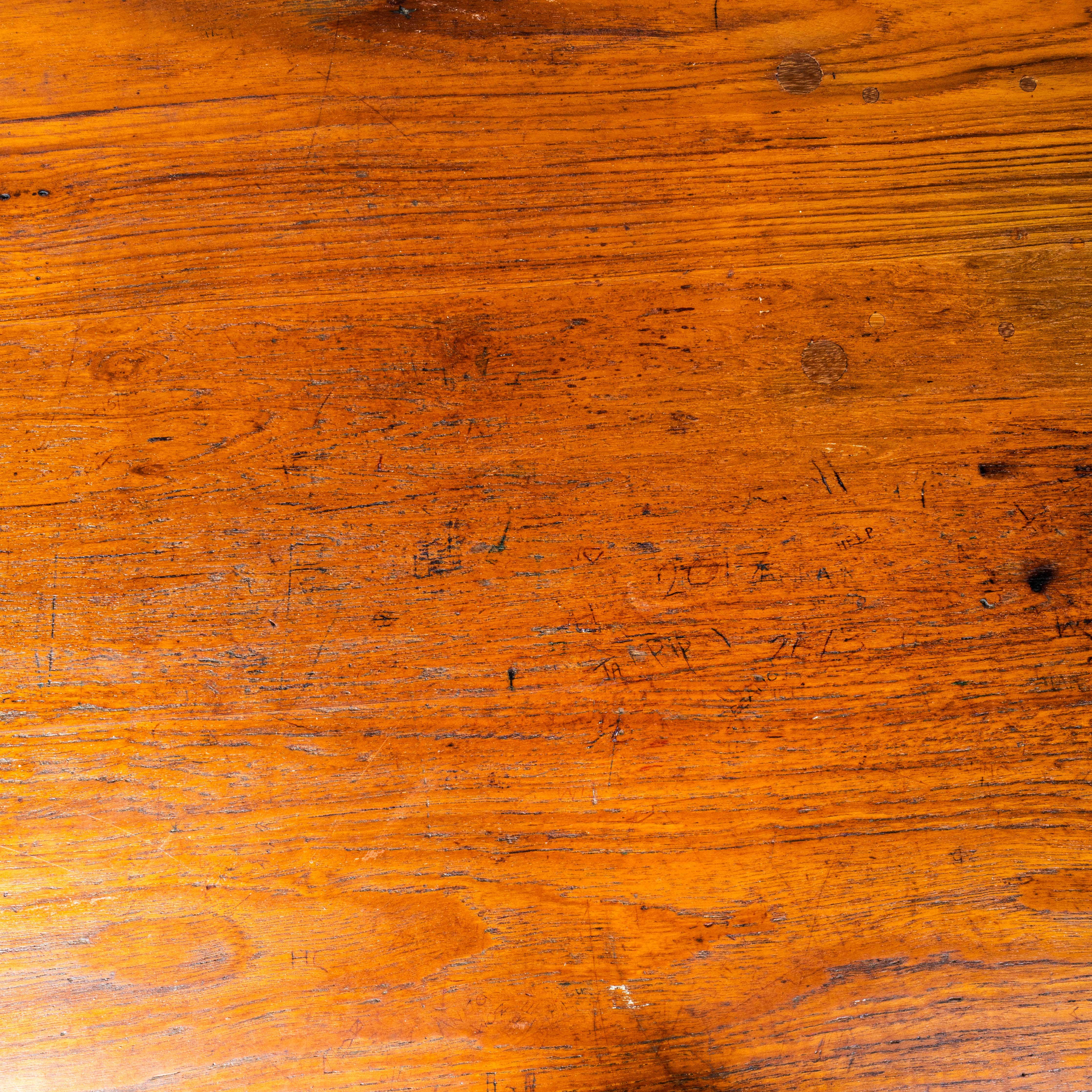 Mid-20th Century 1950's English Oak And Iroko School Laboratory Table - Square For Sale
