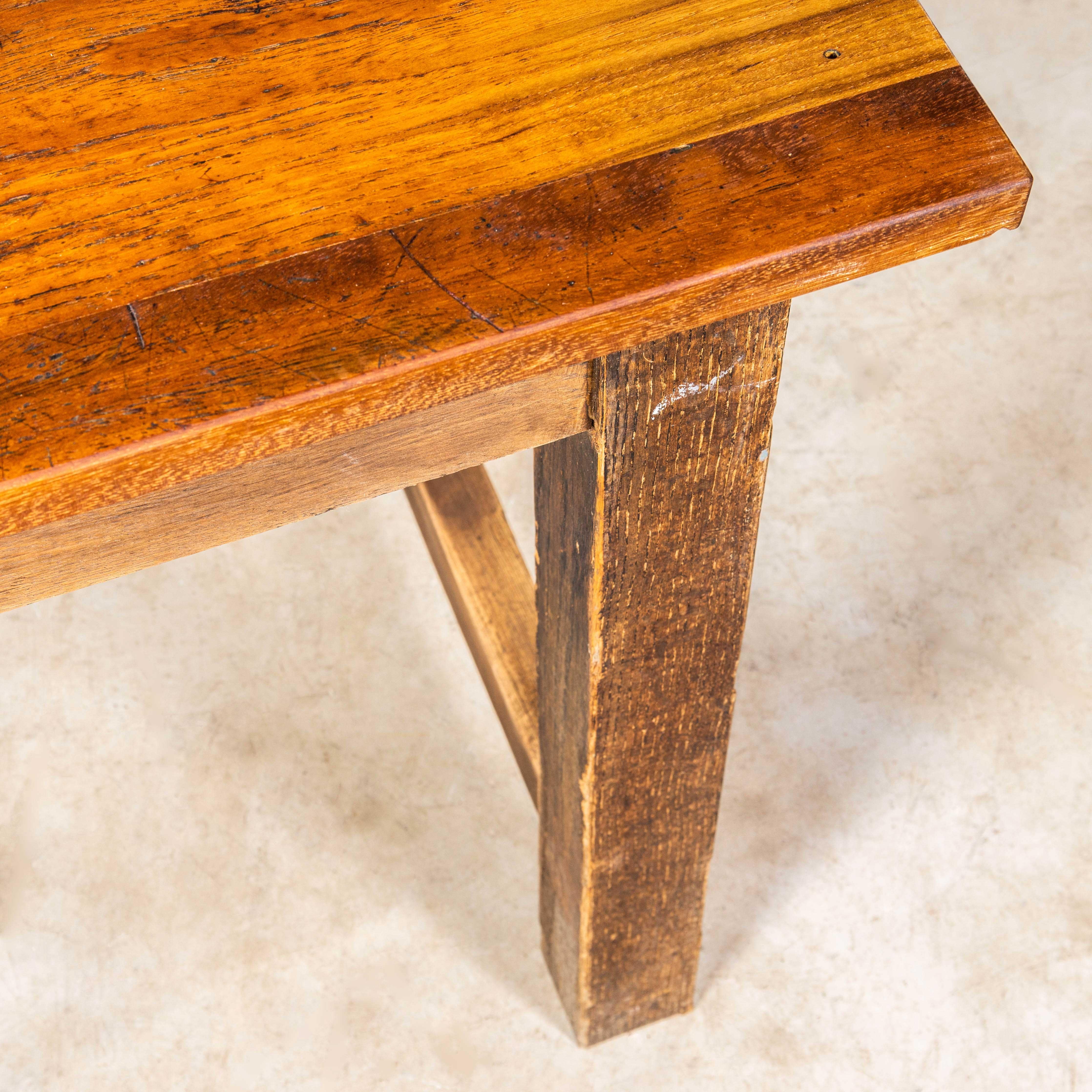 Hardwood 1950's English Oak And Iroko School Laboratory Table - Square For Sale