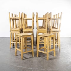 1950's English Oak School Laboratory High Stools - 50cm