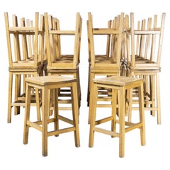 1950's English Oak School Laboratory High Stools - 60cm