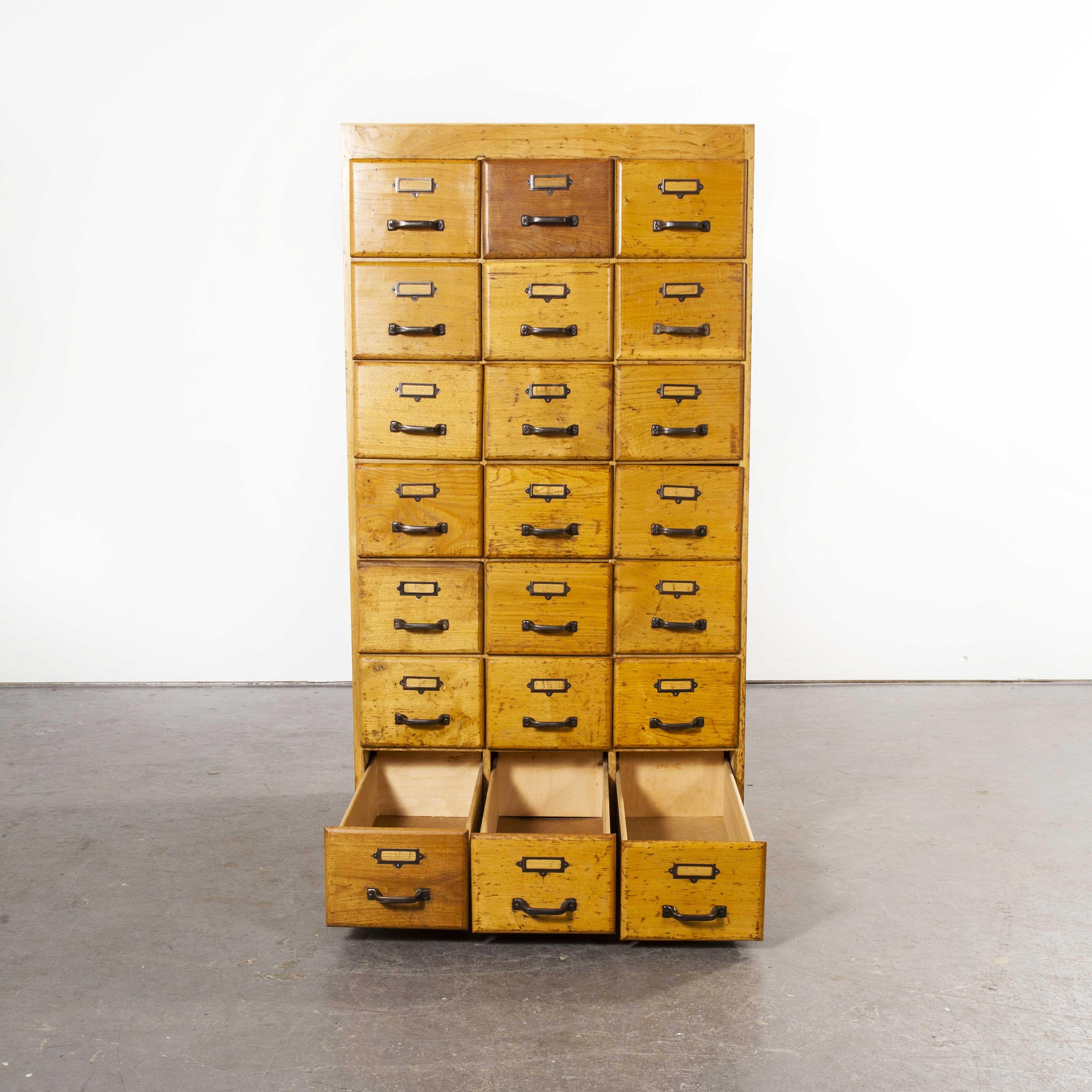 1950s English Oak Tall Multi Drawer Chest of Drawers, Twenty One Drawers For Sale 4