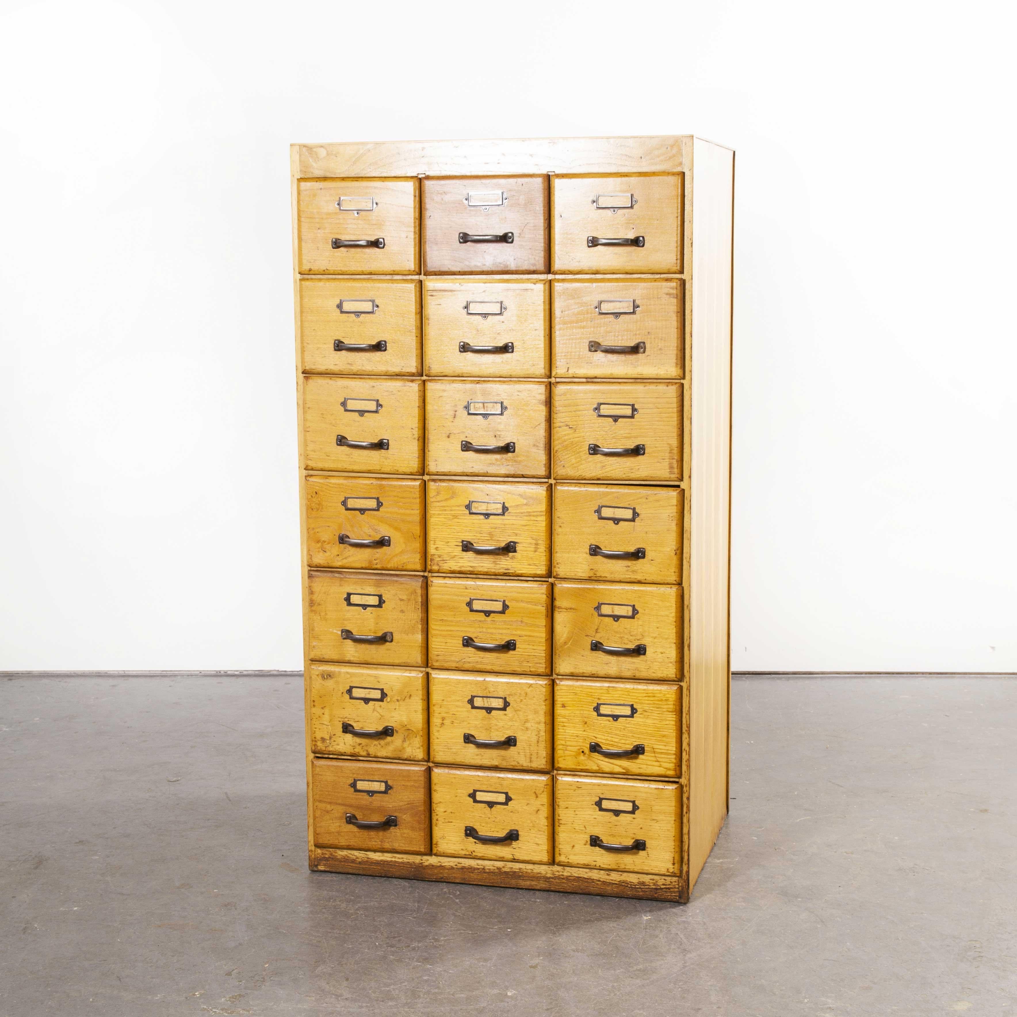 1950s English Oak Tall Multi Drawer Chest of Drawers, Twenty One Drawers For Sale 6