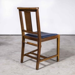 1950's English Oak Upholstered Church Chairs - Set of Fifteen