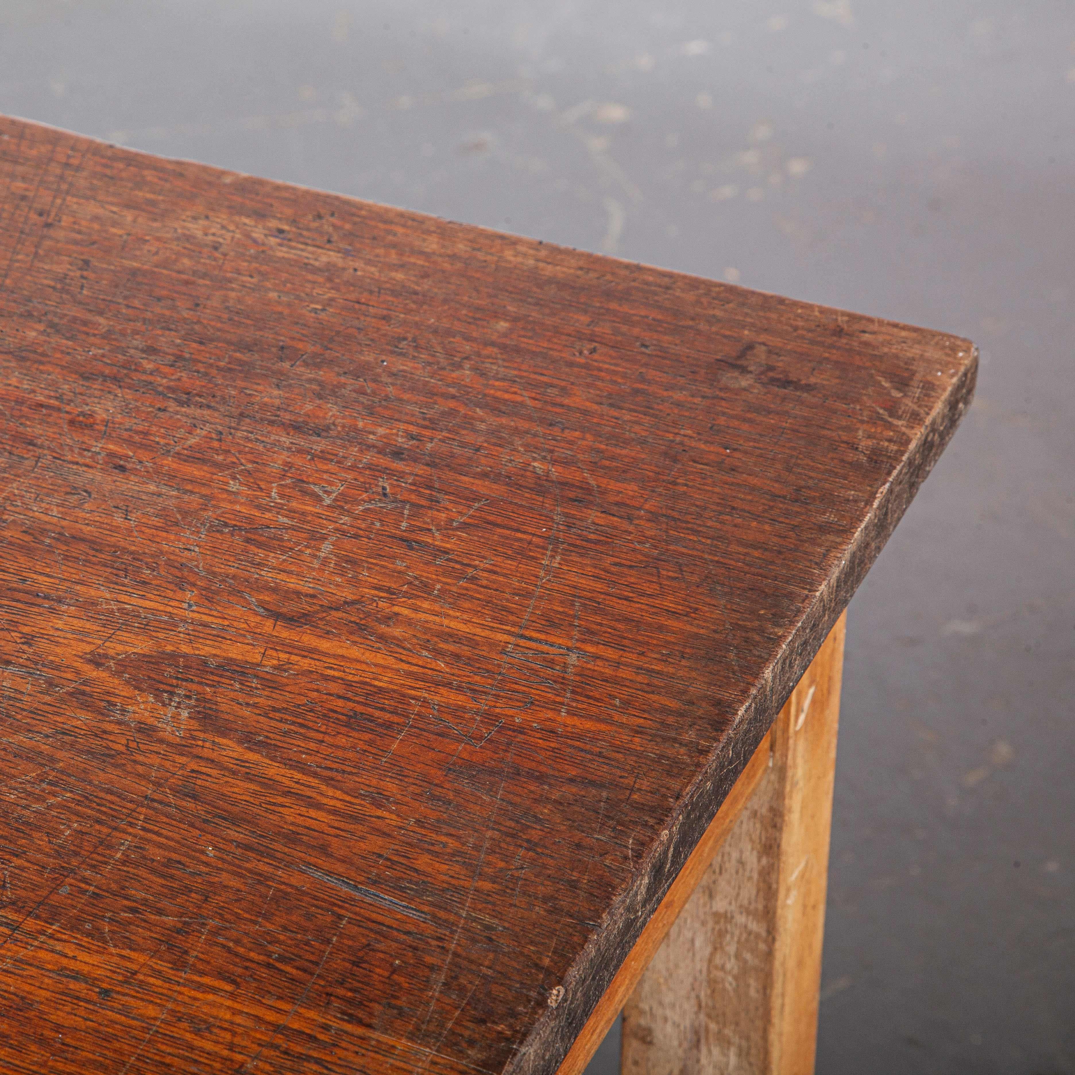 Mid-20th Century 1950s English Original School Laboratory Dining Table with Solid Iroko Top