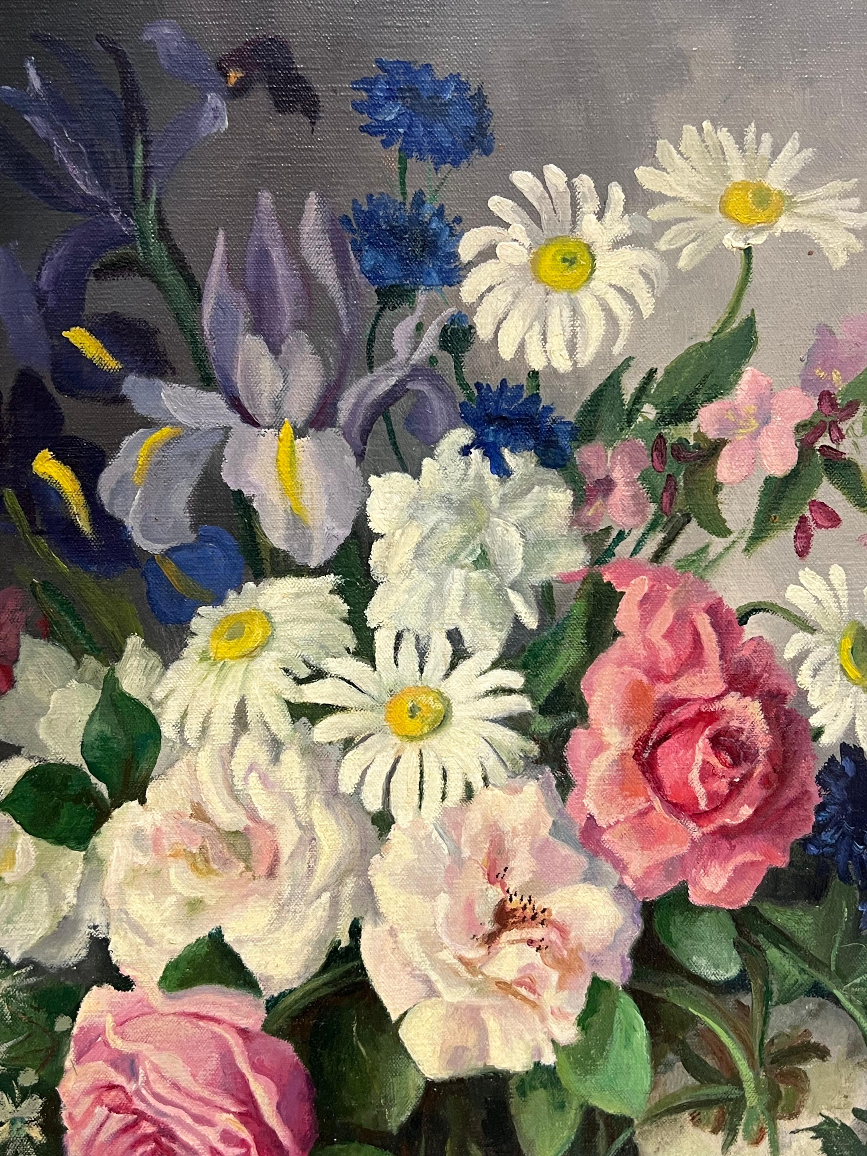 Still Life Bouquet of Roses
by I.J. Hague, British mid 20th century
signed oil on canvas, framed
framed: 21.5 x 17.5 inches
canvas : 20 x 16 inches
Provenance: private collection, England
Condition: very good condition

For more any more information