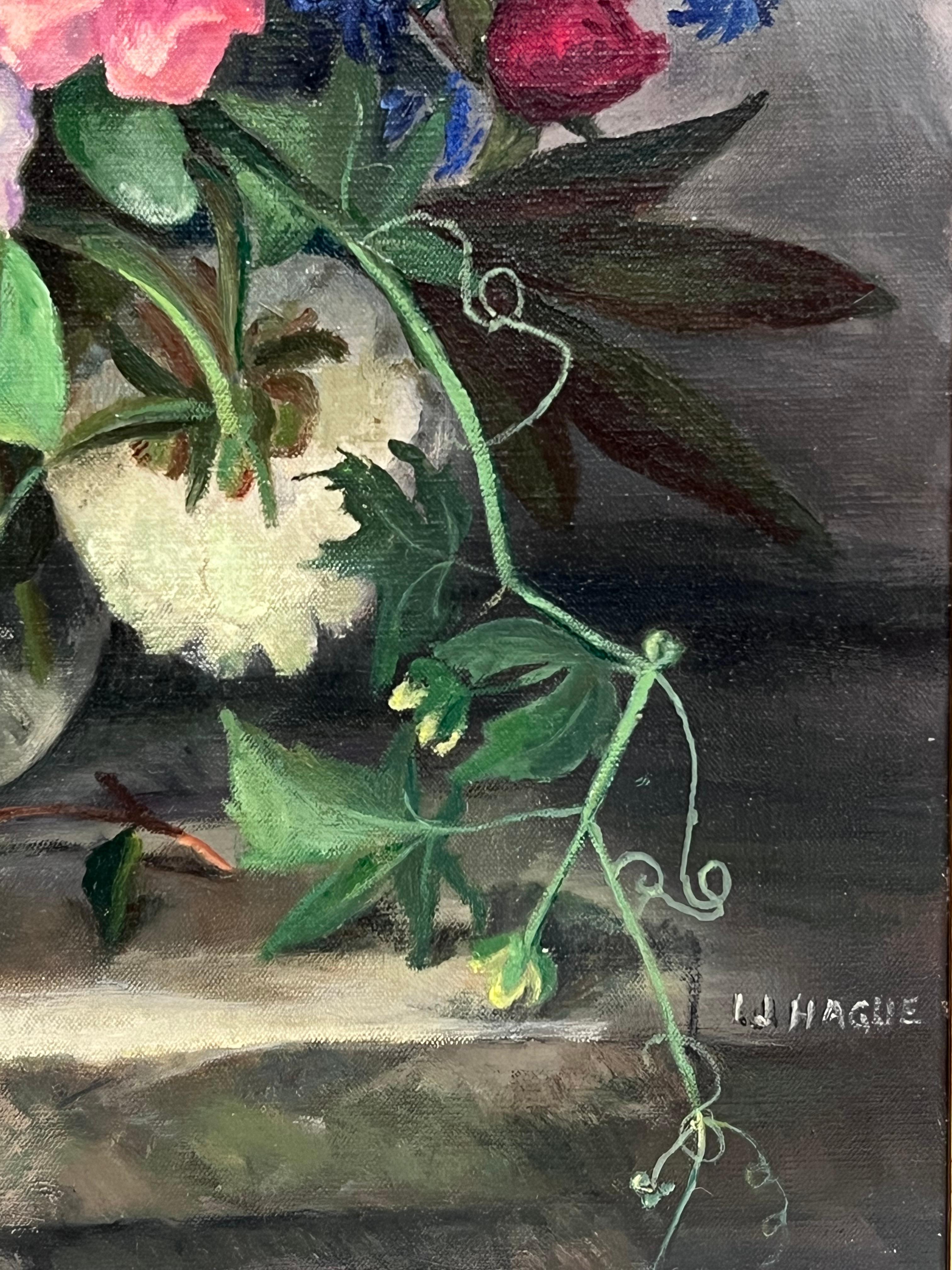 British Mid 20th Century Still Life Roses Ornate Display Signed Oil Painting For Sale 3