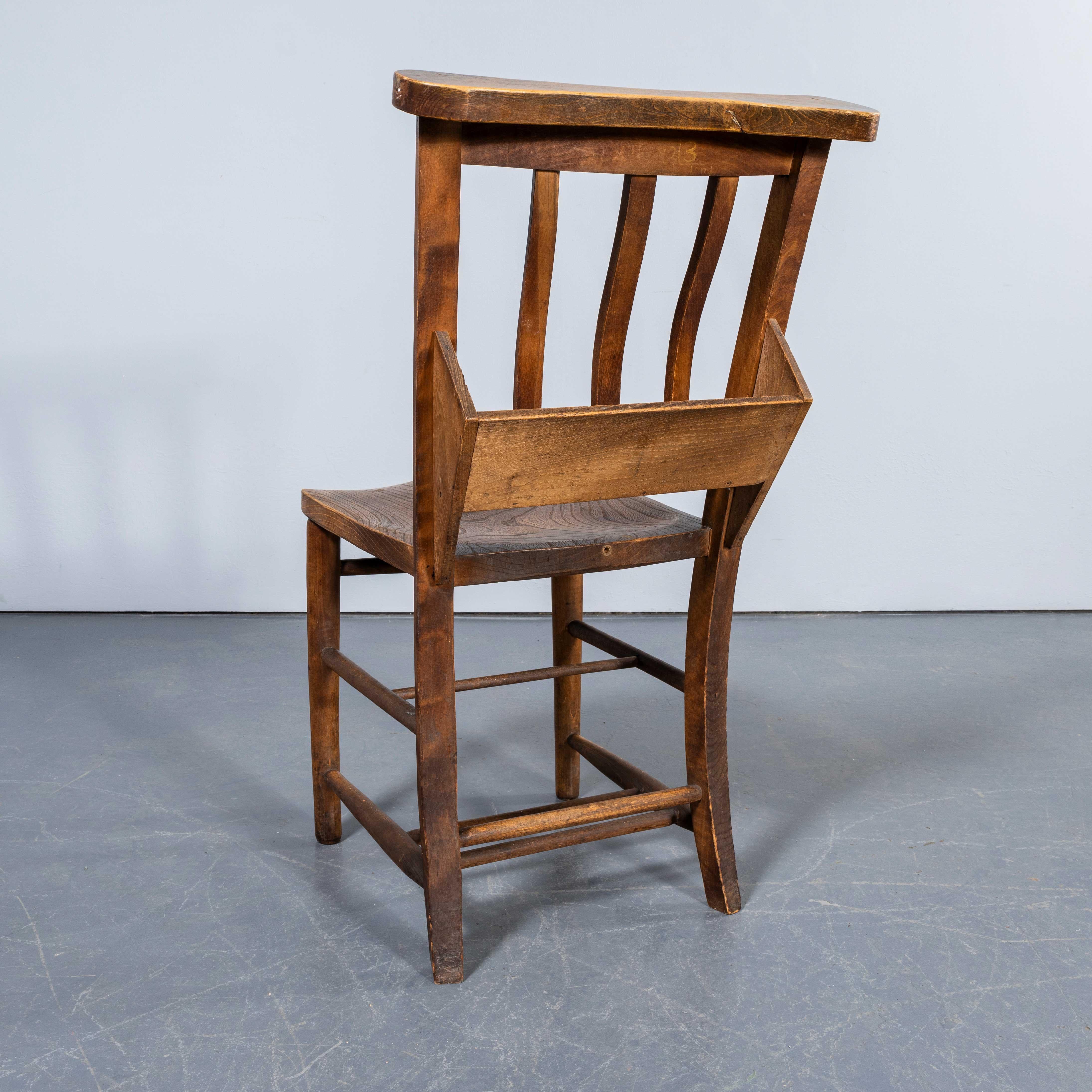 1950's English Slatted Back Church Dining Chairs - Good Quantity Available 5