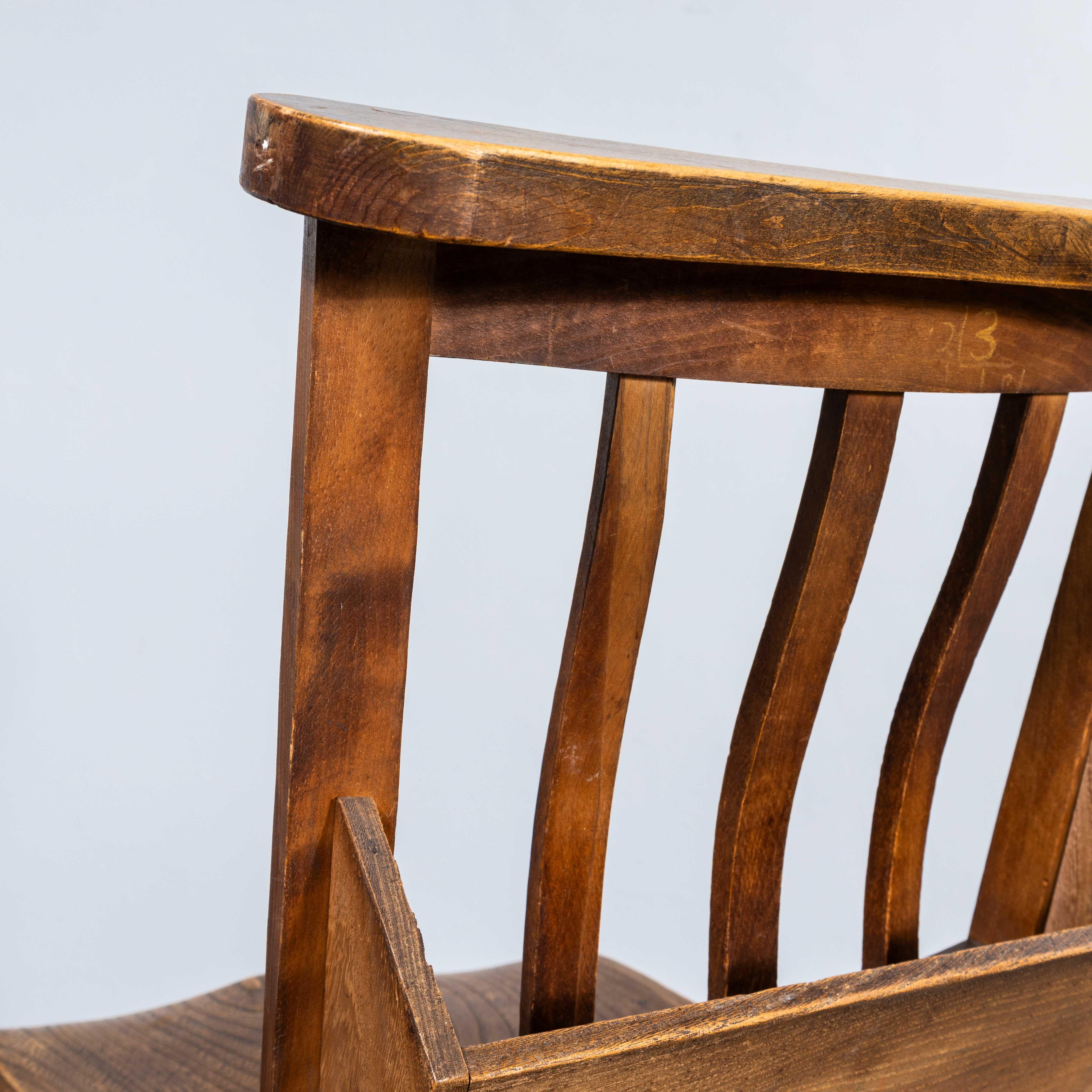 1950's English Slatted Back Church Dining Chairs - Good Quantity Available 6