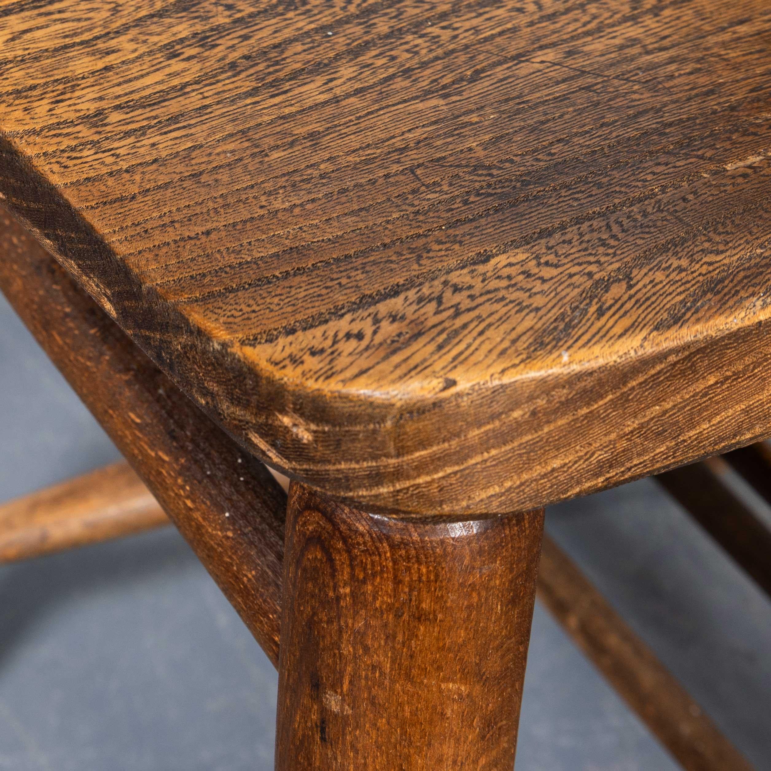 1950's English Slatted Back Church Dining Chairs - Good Quantity Available 7