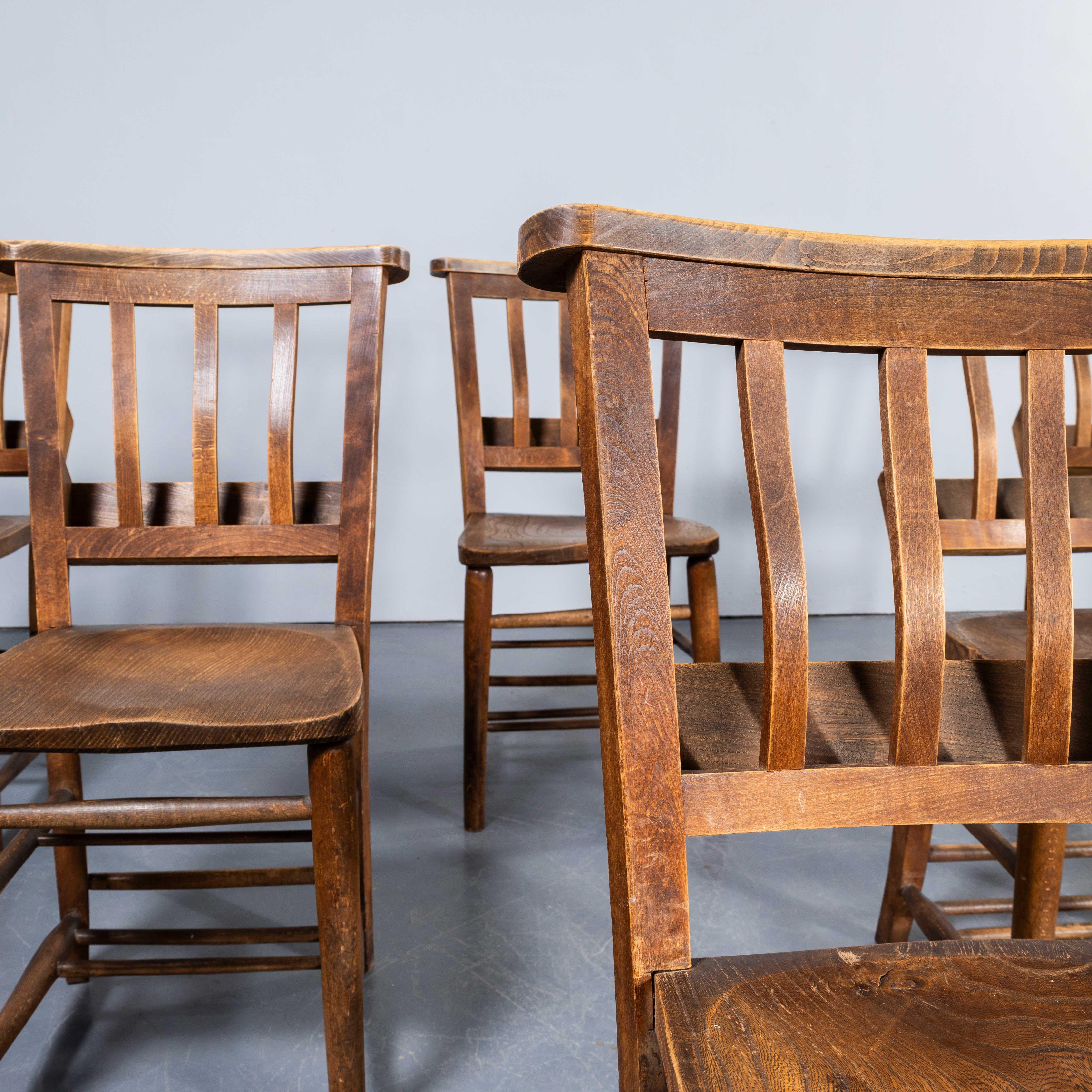 1950's English Slatted Back Church Dining Chairs - Good Quantity Available 1