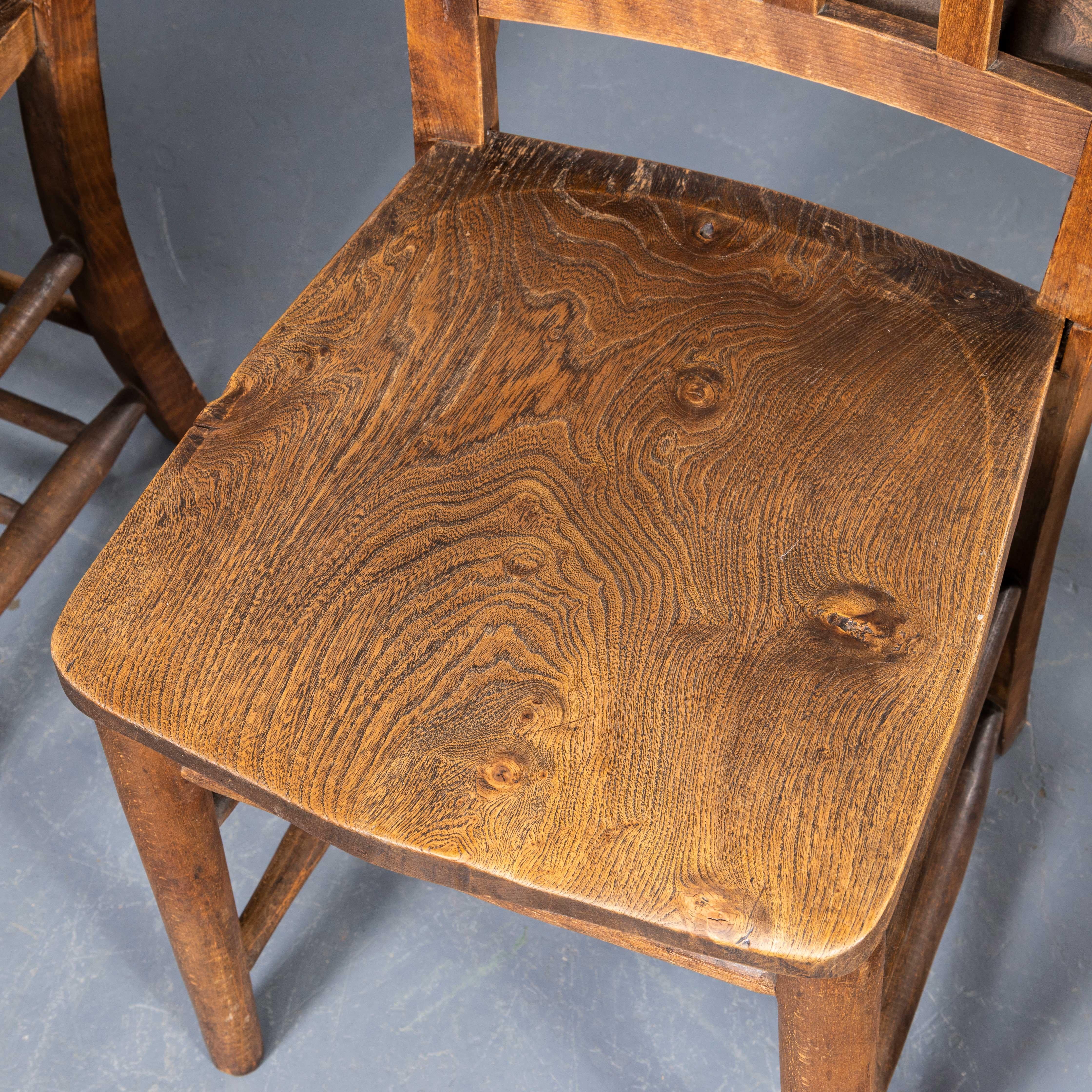 1950's English Slatted Back Church Dining Chairs - Good Quantity Available 3