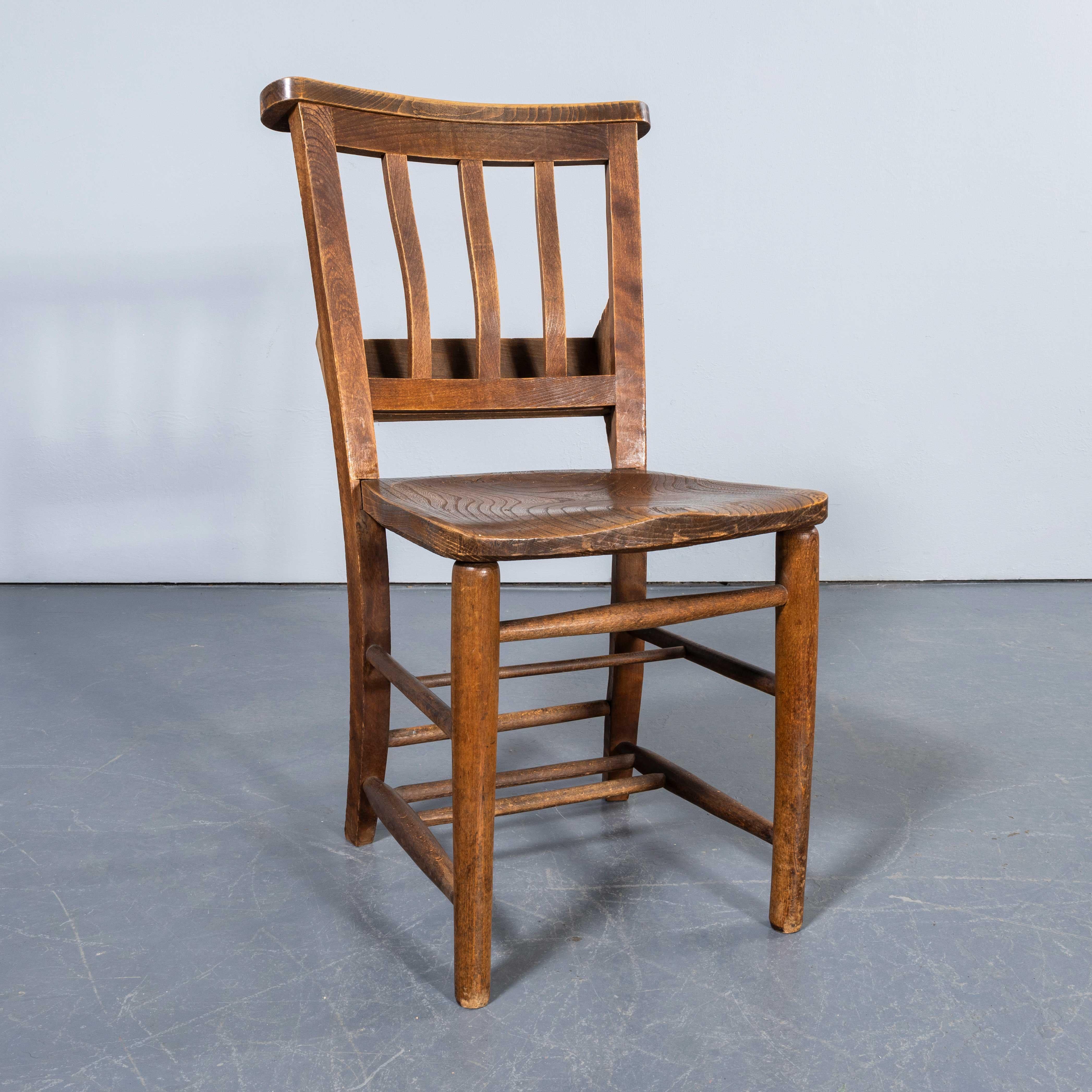 1950's English Slatted Back Church Dining Chairs - Good Quantity Available 4