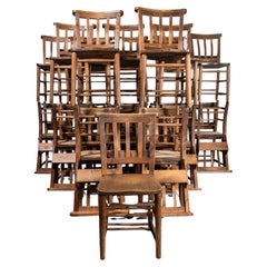 1950's English Slatted Back Church Dining Chairs - Good Quantity Available