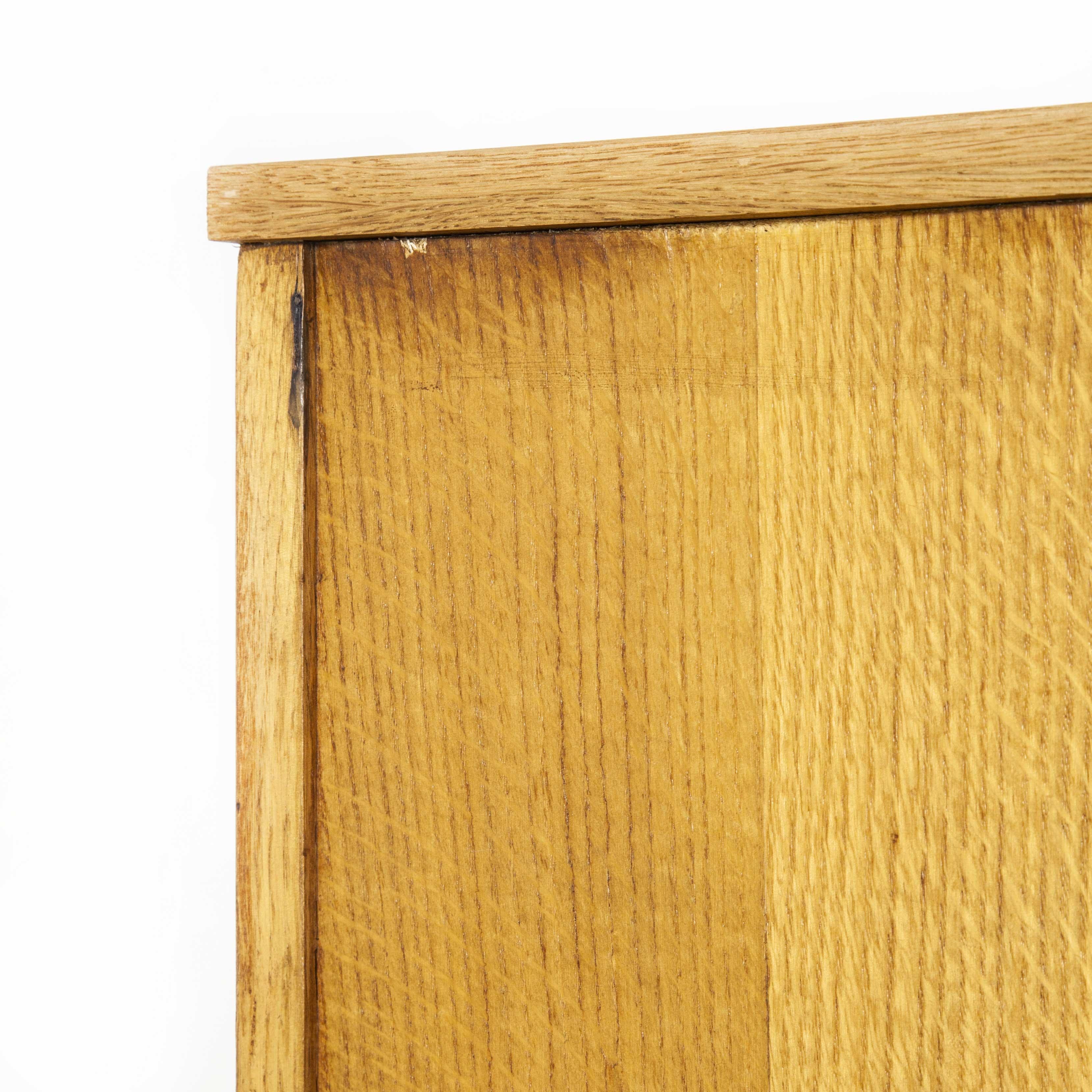 1950s English Tall Slim Oak Multi Drawer Chest of Drawers, Fourteen Drawers 8
