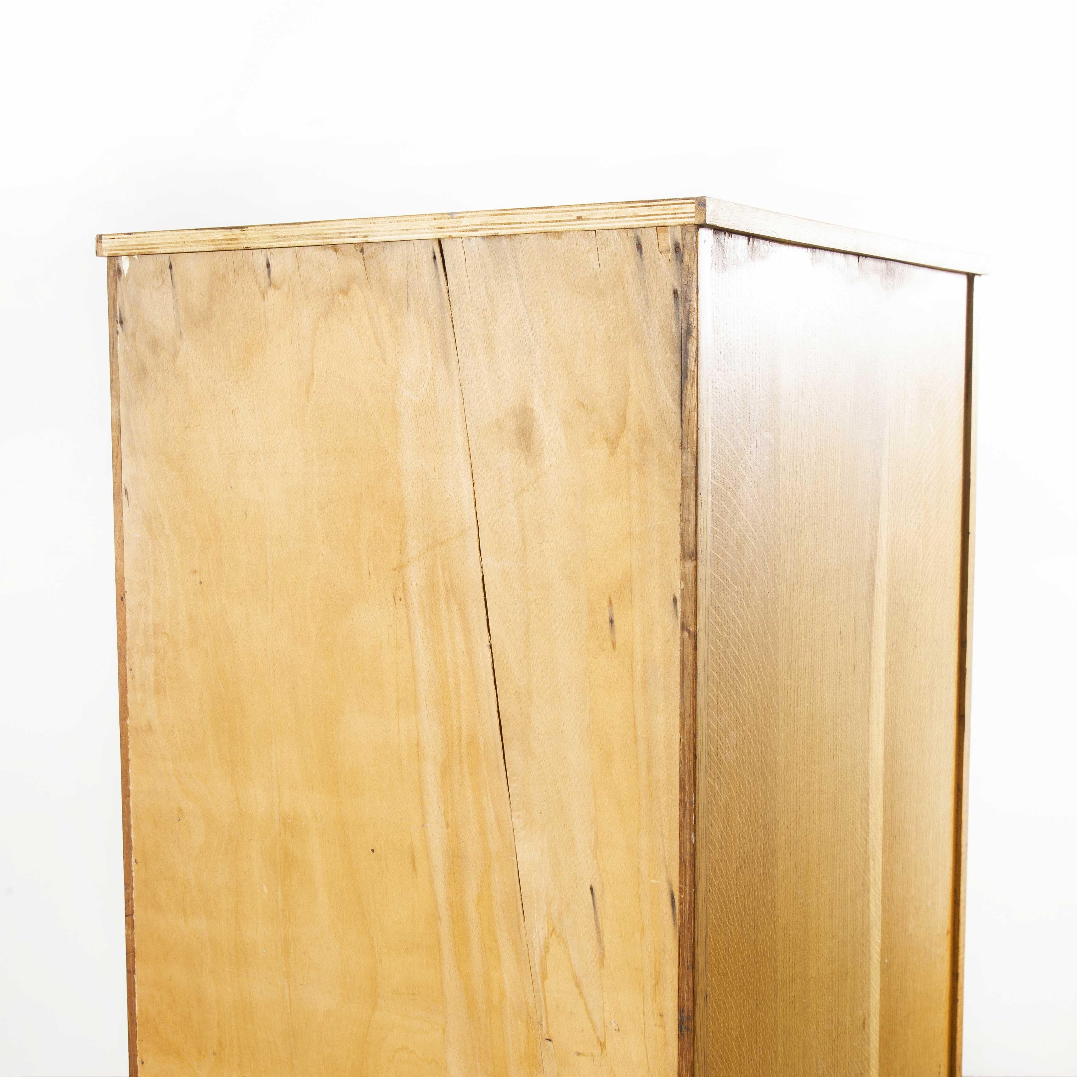 Mid-20th Century 1950s English Tall Slim Oak Multi Drawer Chest of Drawers, Fourteen Drawers
