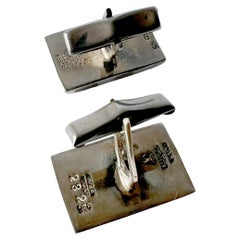 Boutons de manchette modernistes en argent et pierres naturelles d'Enrique Ledesma des années 1950