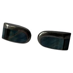 1950 Enrique Ledesma Argent Sterling Obsidian Modernist Cufflinks Tie Clip Set