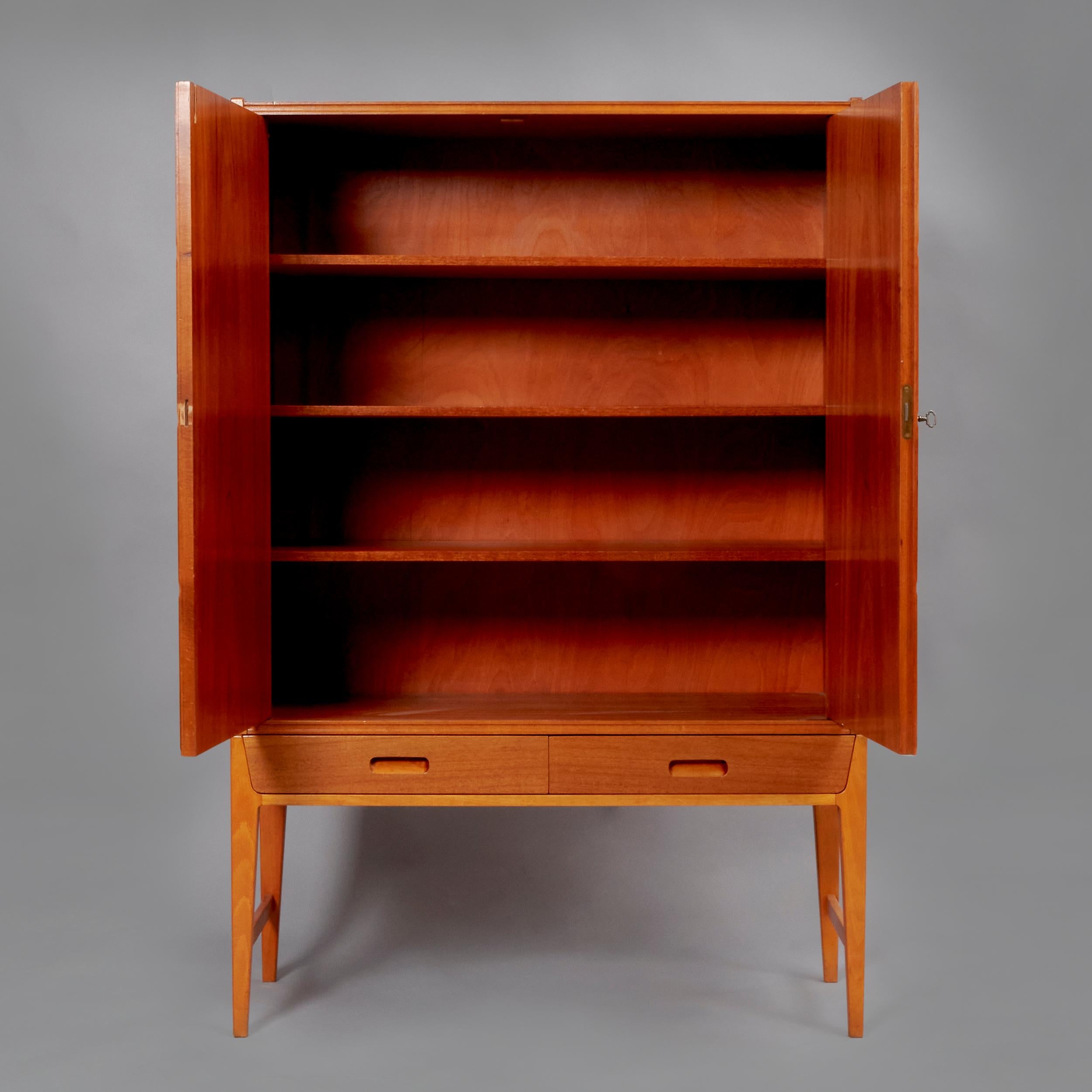 Mid-Century Modern 1950s Eric Johansson Teak Wood Cabinet For Sale