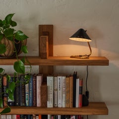 1950s Erik Warna 'GK14' Black and Brass Perforated Shade Table Lamp
