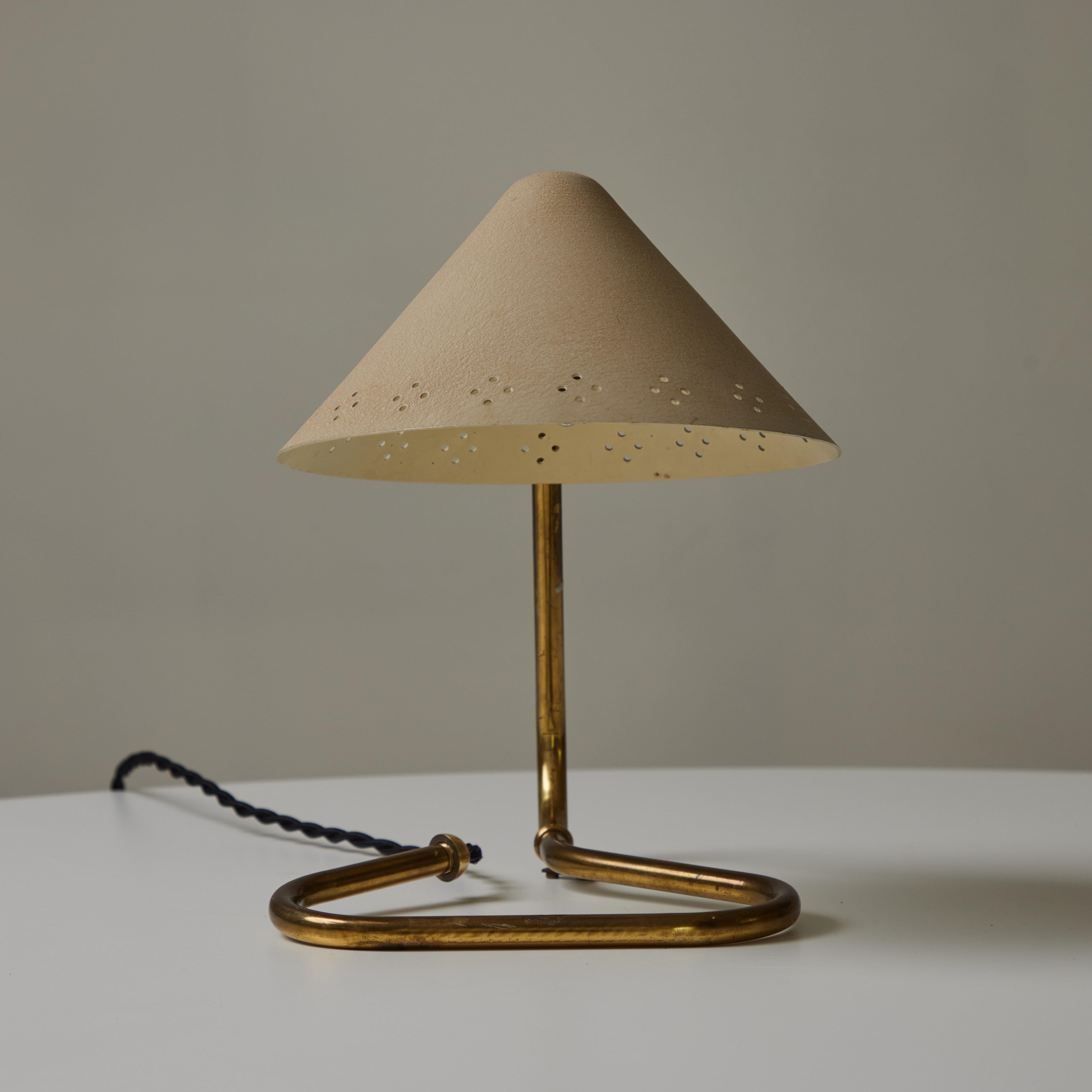 Painted 1950s Erik Warna 'GK14' Perforated Shade Table Lamp