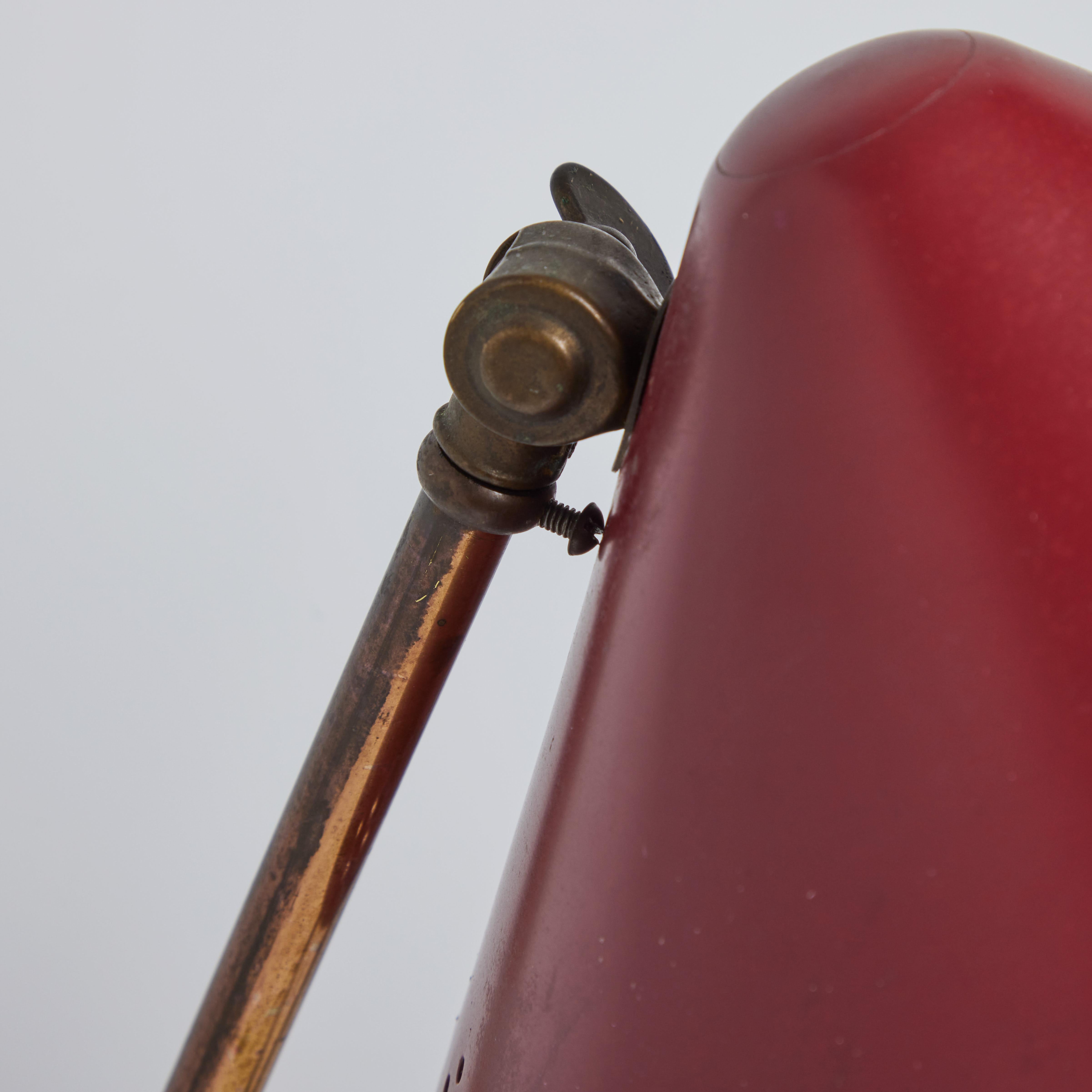 1950s Erik Warna 'GK14' Red Perforated Shade Table Lamps 6