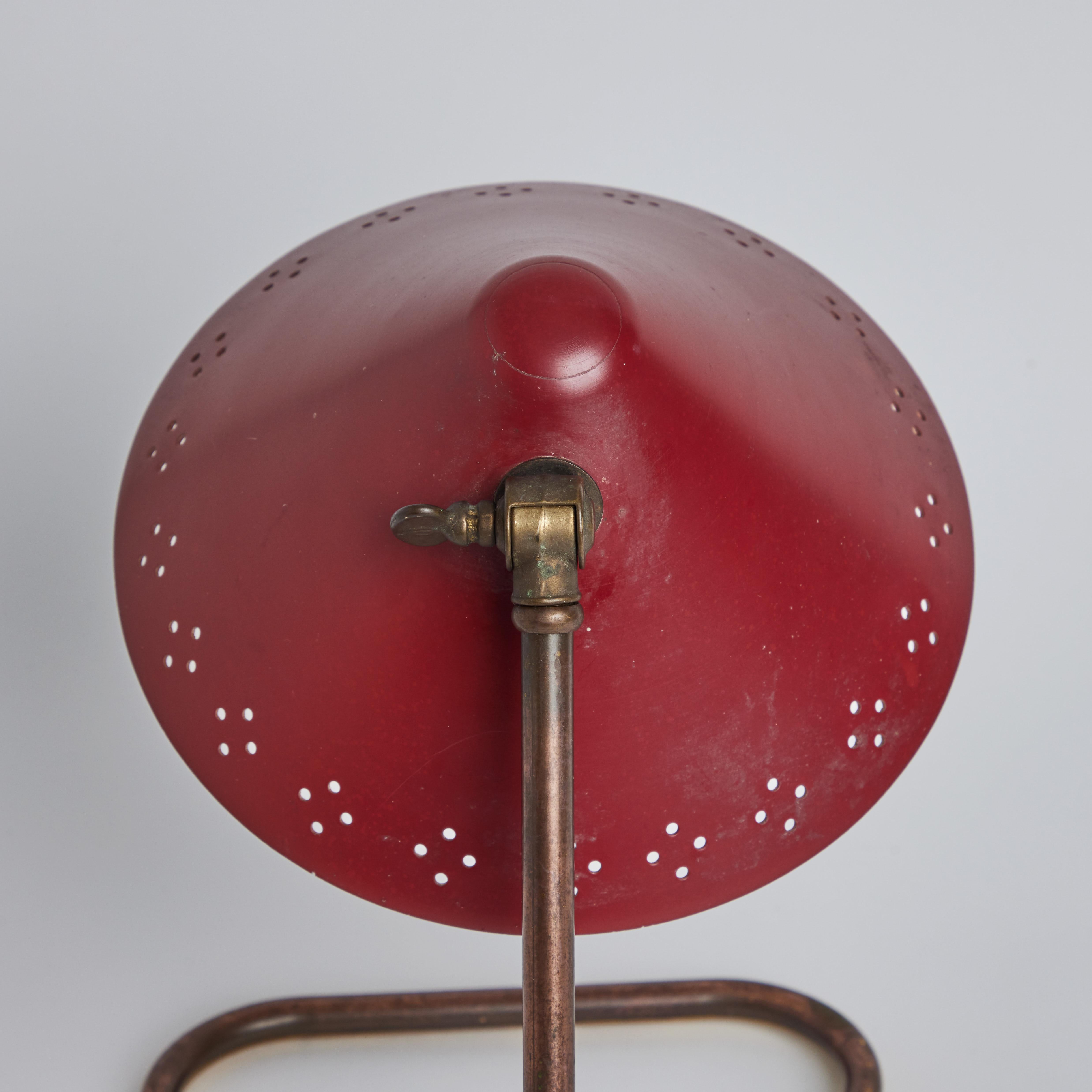 1950s Erik Warna 'GK14' Red Perforated Shade Table Lamps 9