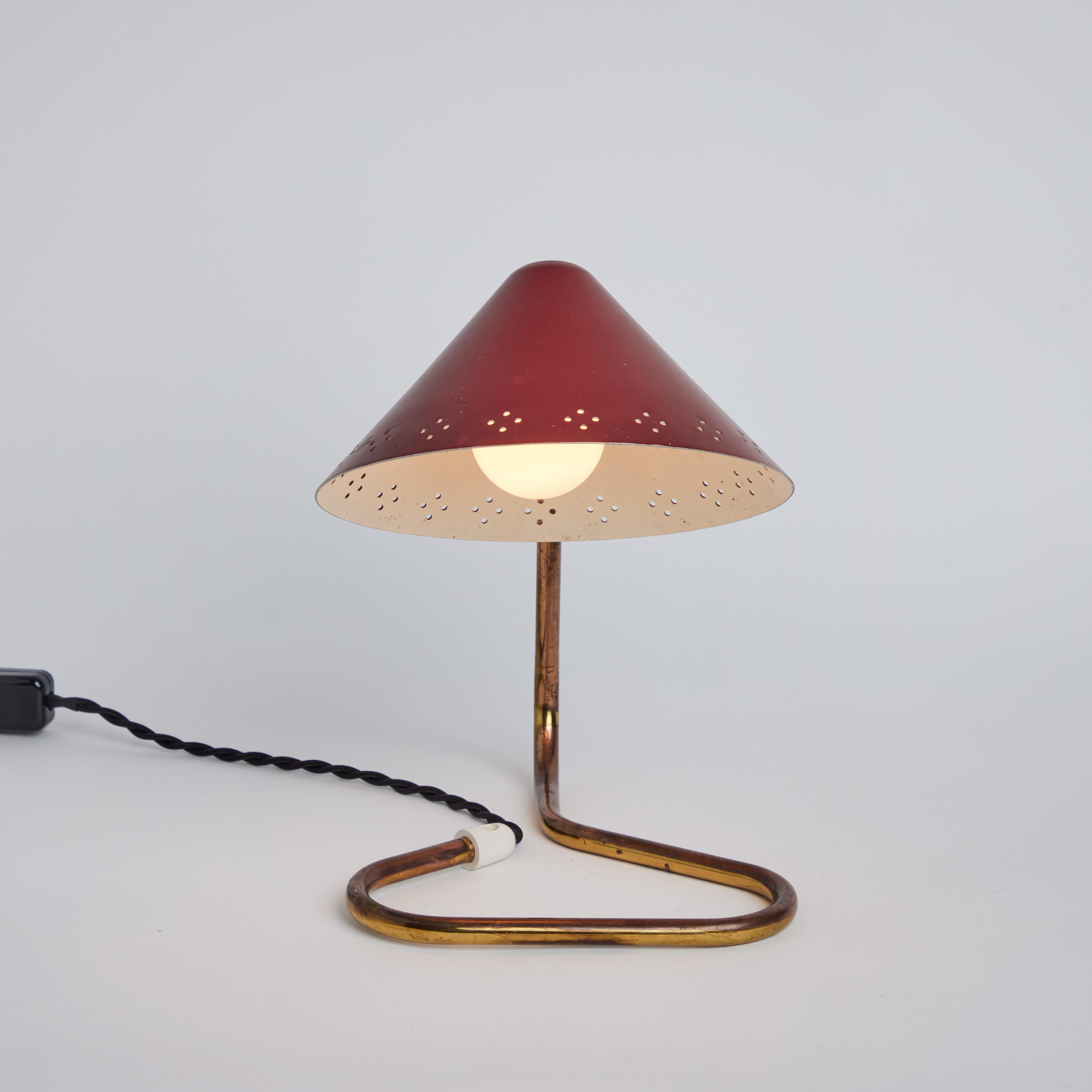 1950s Erik Warna 'GK14' Red Perforated Shade Table Lamps For Sale 11