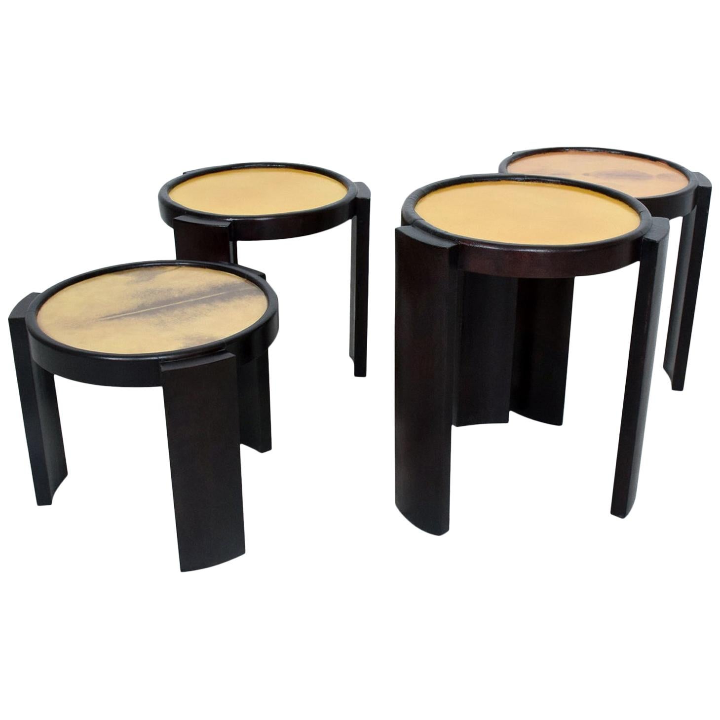 1950s Four Nesting Tables Goatskin and Leather Escudero Mexican Modernism