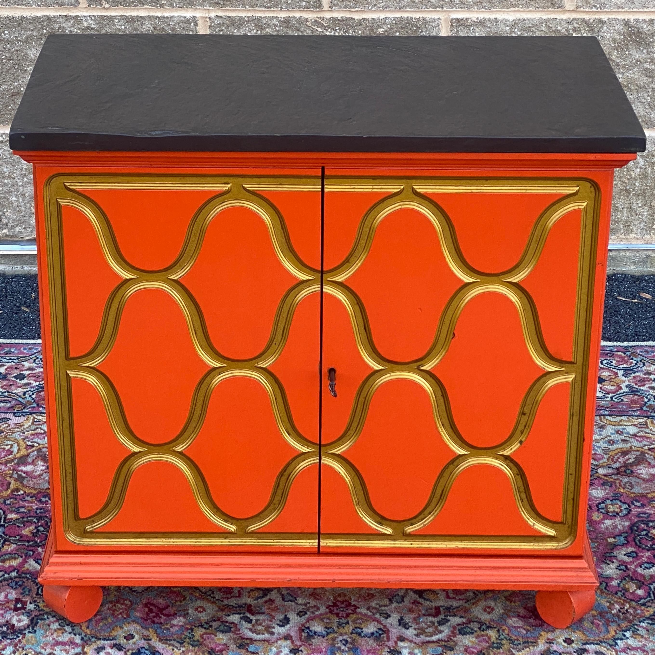 The iconic Espana locking cabinet designed by Dorothy Draper for Heritage Henredon circa 1955. Original 