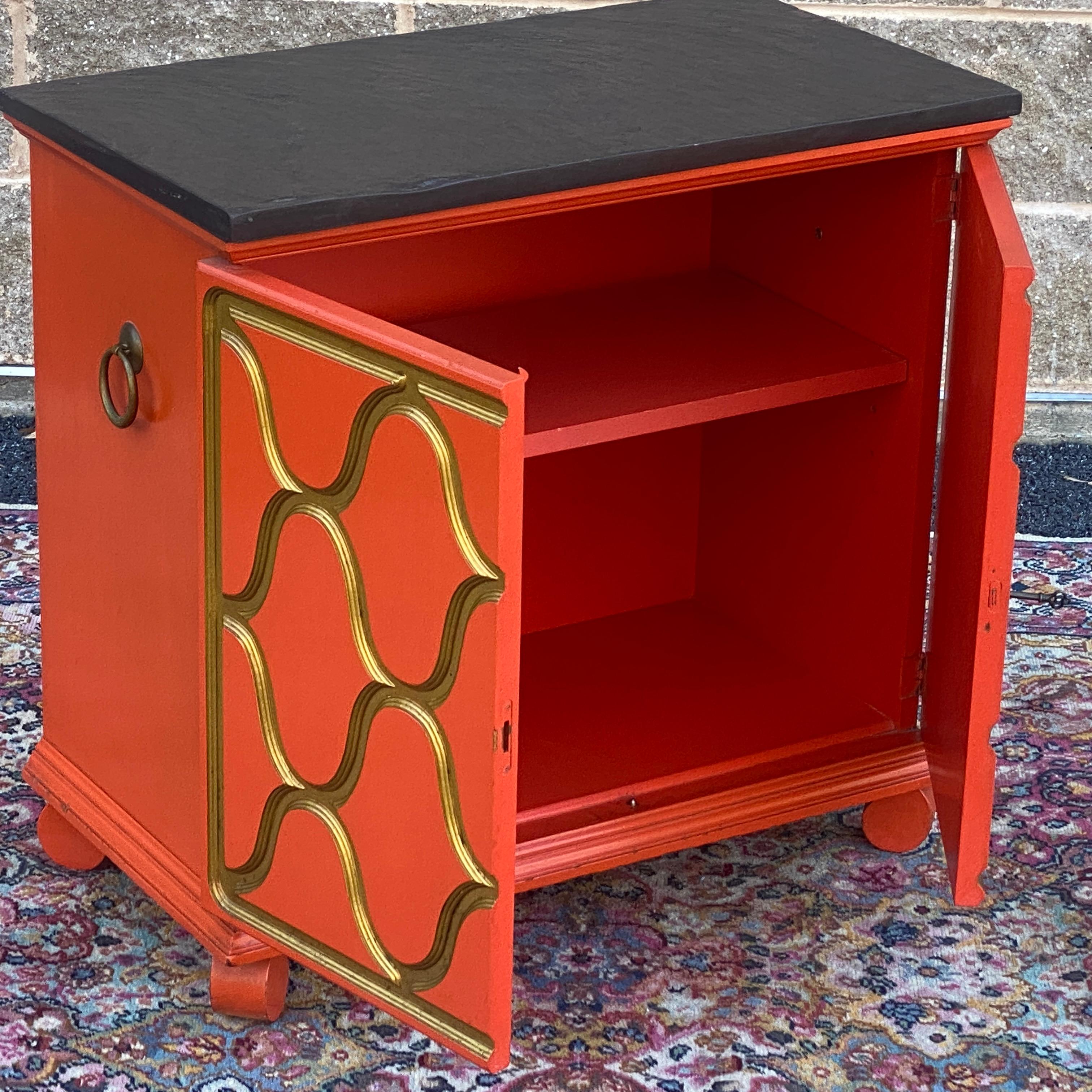 American 1950's Espana Slate Top Locking Cabinet by Dorothy Draper for Heritage-Henredon For Sale