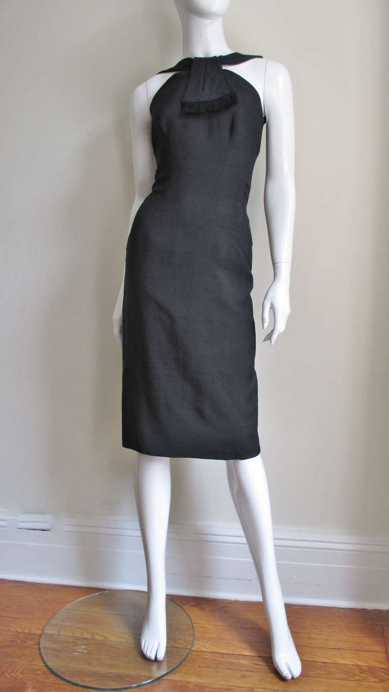  Louis Estevez Silk Bodycon Backless Dress 1950s In Excellent Condition For Sale In Water Mill, NY