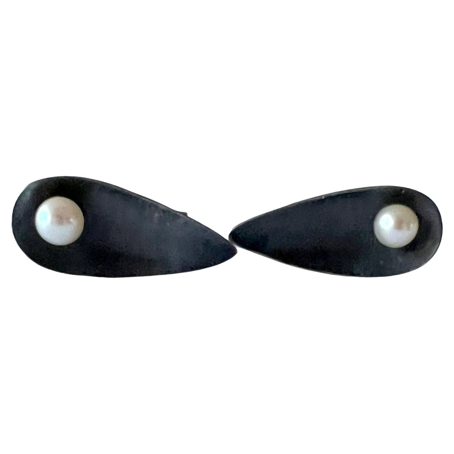 1950 Esther Lewittes American Modernist Sterling Silver Pearl Eye Cufflinks