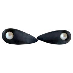 1950s Esther Lewittes American Modernist Sterling Silver Pearl Eye Cufflinks