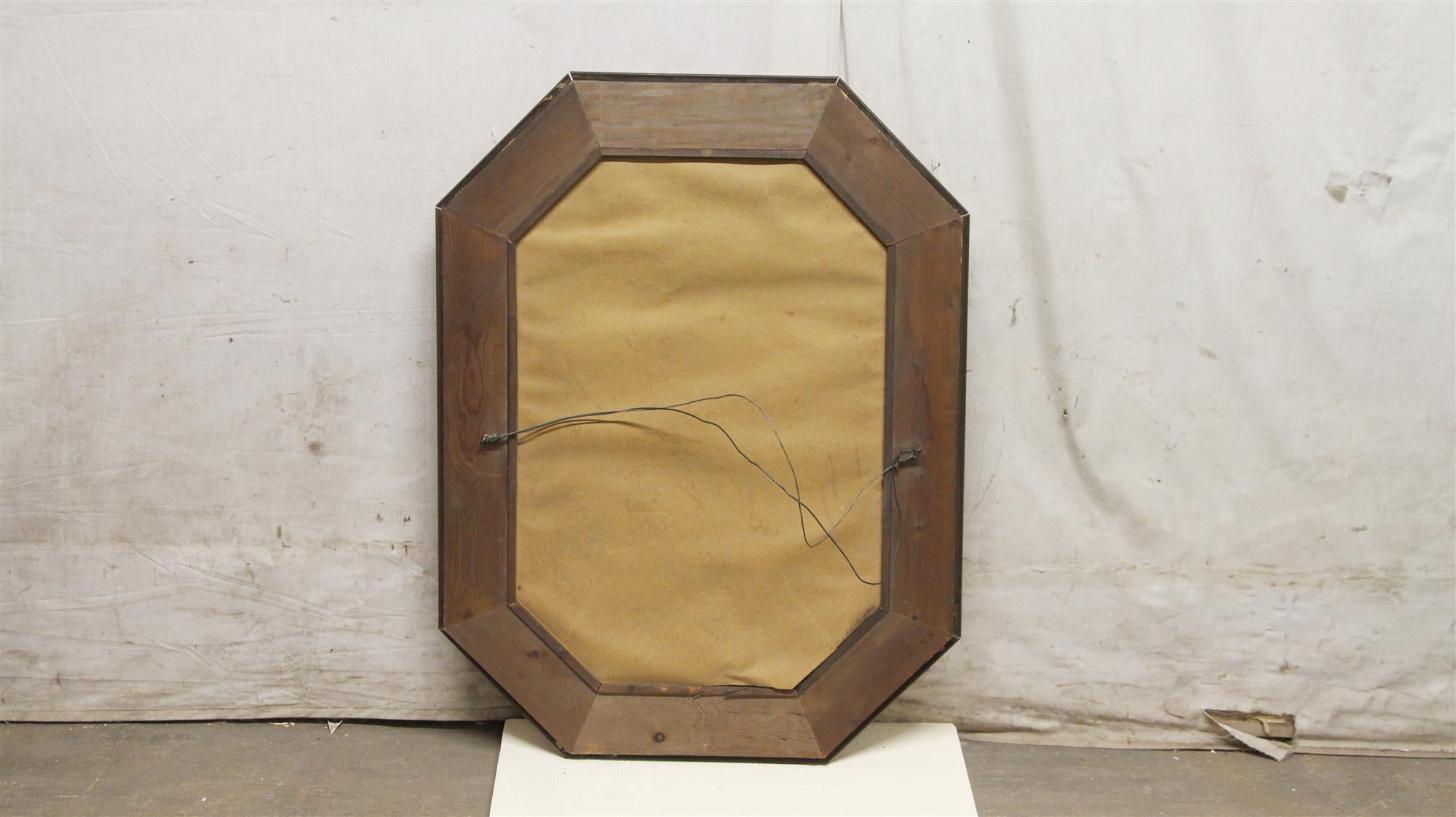 1950s Etched and Beveled Mirror with Floral Details and Copper Tone Frame In Good Condition In New York, NY