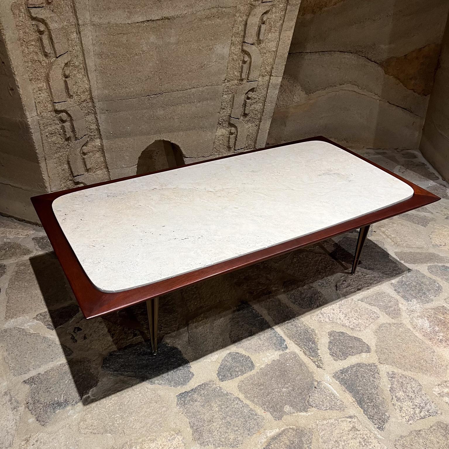 1950s Table à café Eugenio Escudero Acajou Marbre Bronze en vente 3