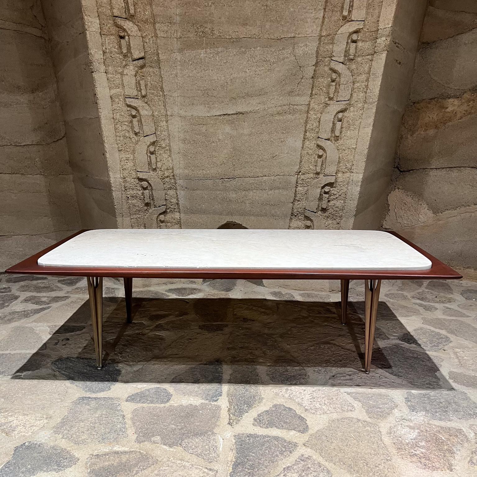 Mexicain 1950s Table à café Eugenio Escudero Acajou Marbre Bronze en vente