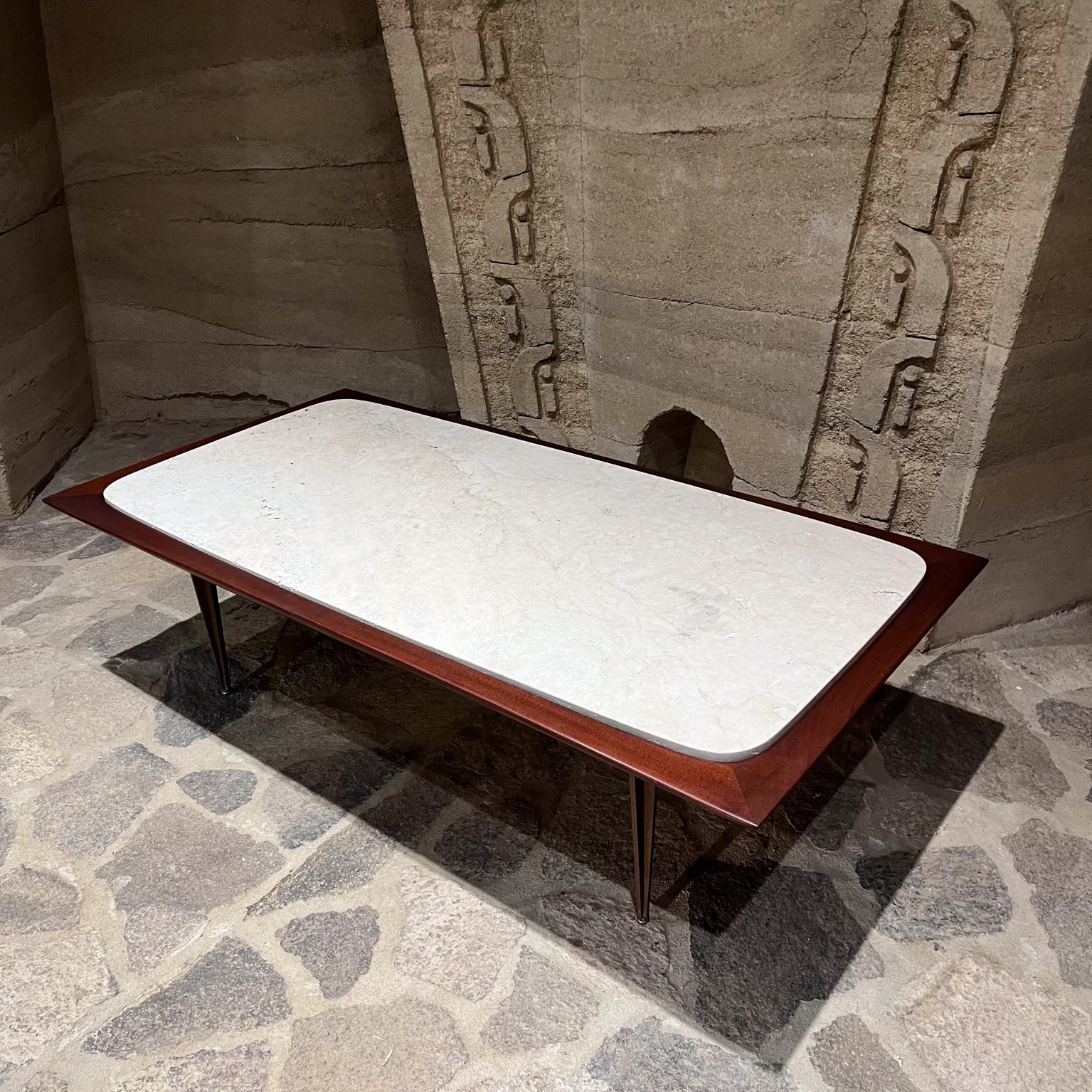 Milieu du XXe siècle 1950s Table à café Eugenio Escudero Acajou Marbre Bronze en vente