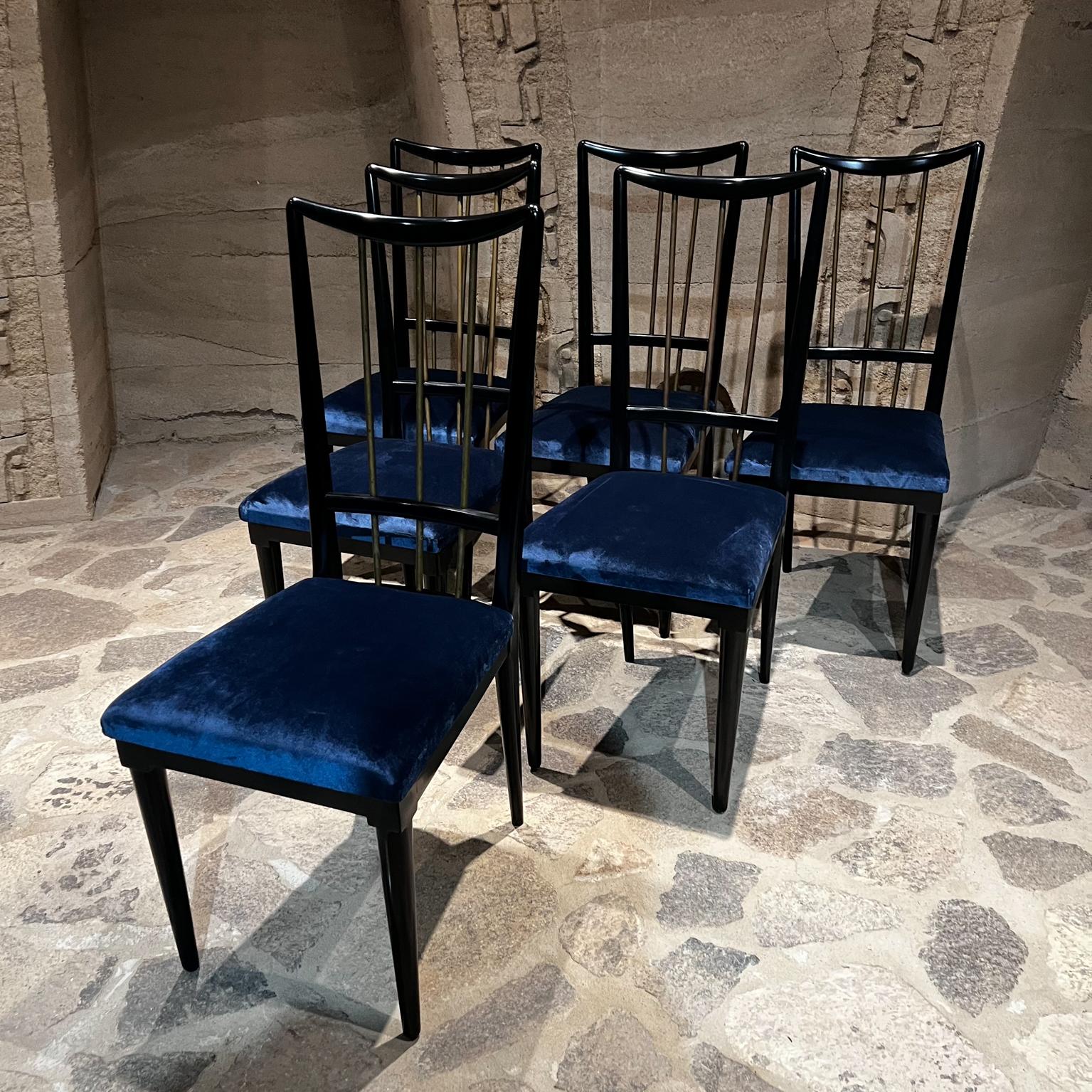 1950s Eugenio Escudero Ebonized Mahogany Dining Set + Six Velvet Chairs Mexico For Sale 2