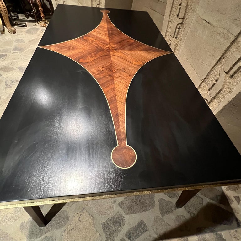 Wood 1950s Eugenio Escudero Sculptural Black Mahogany Mosaic Dining Table Mexico City For Sale