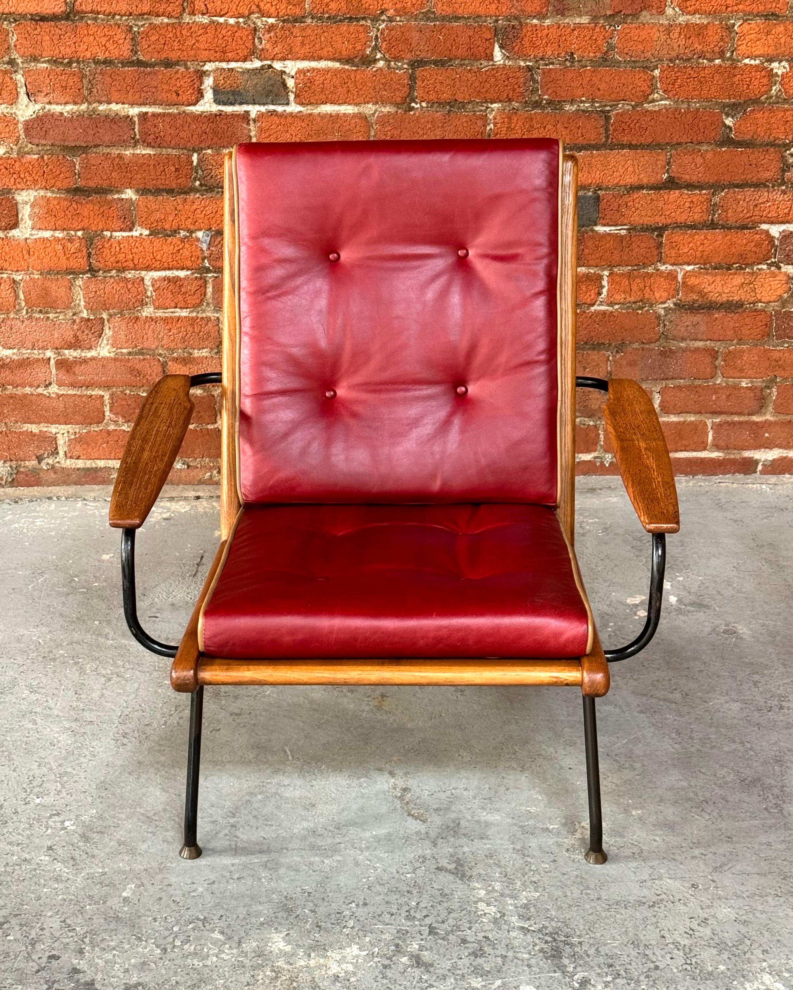 Hand-Crafted 1950s European Armchair in the style of Jean Prouve For Sale