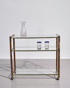 1950s European Brass and Glass Drinks Trolley