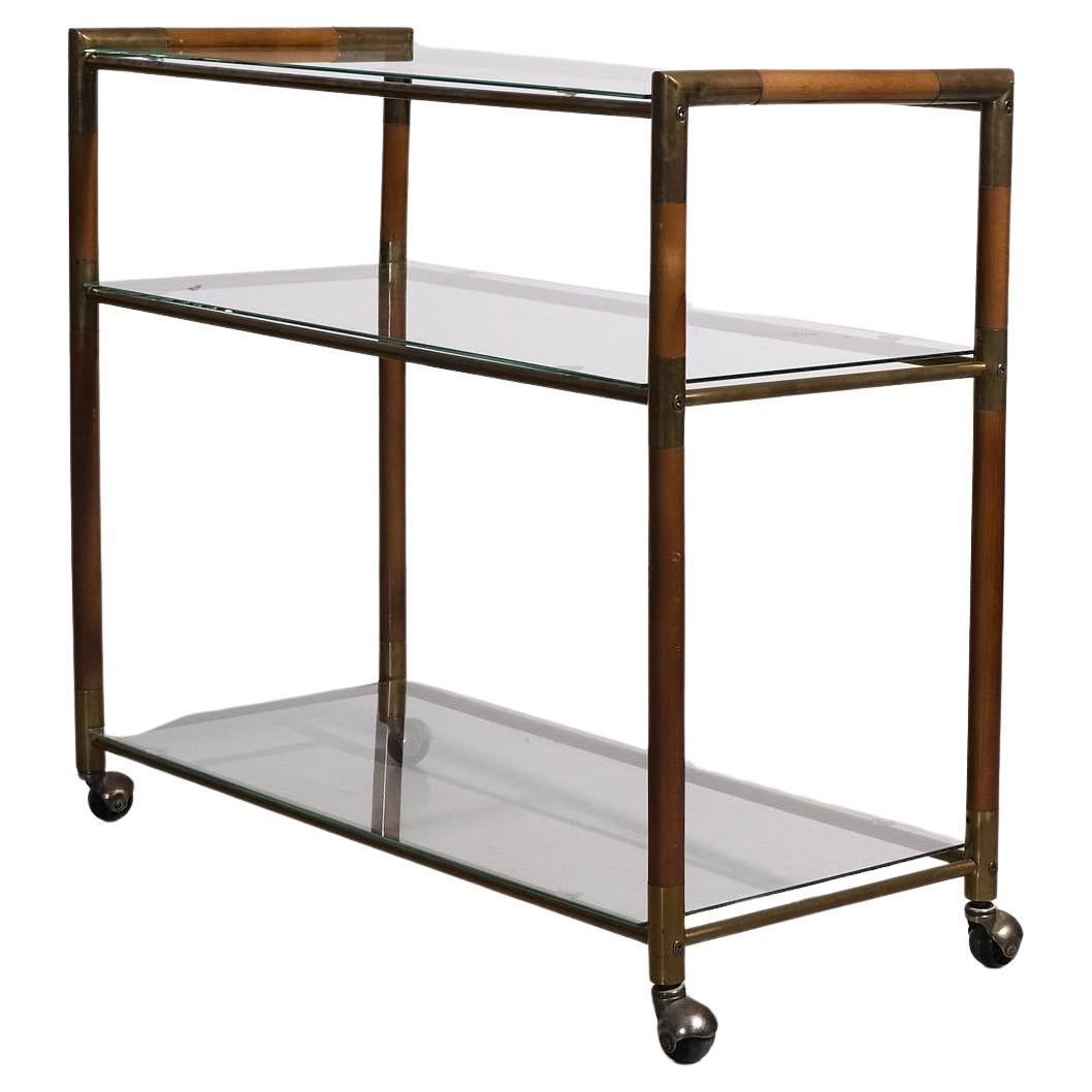 1950s European Brass and Glass Drinks Trolley