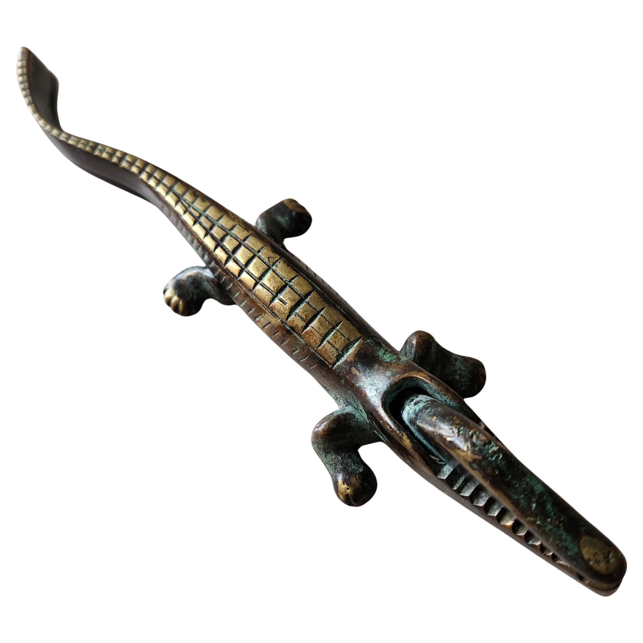 1950s European Bronze Crocodile Nutcracker Walter Bosse Style Auböck