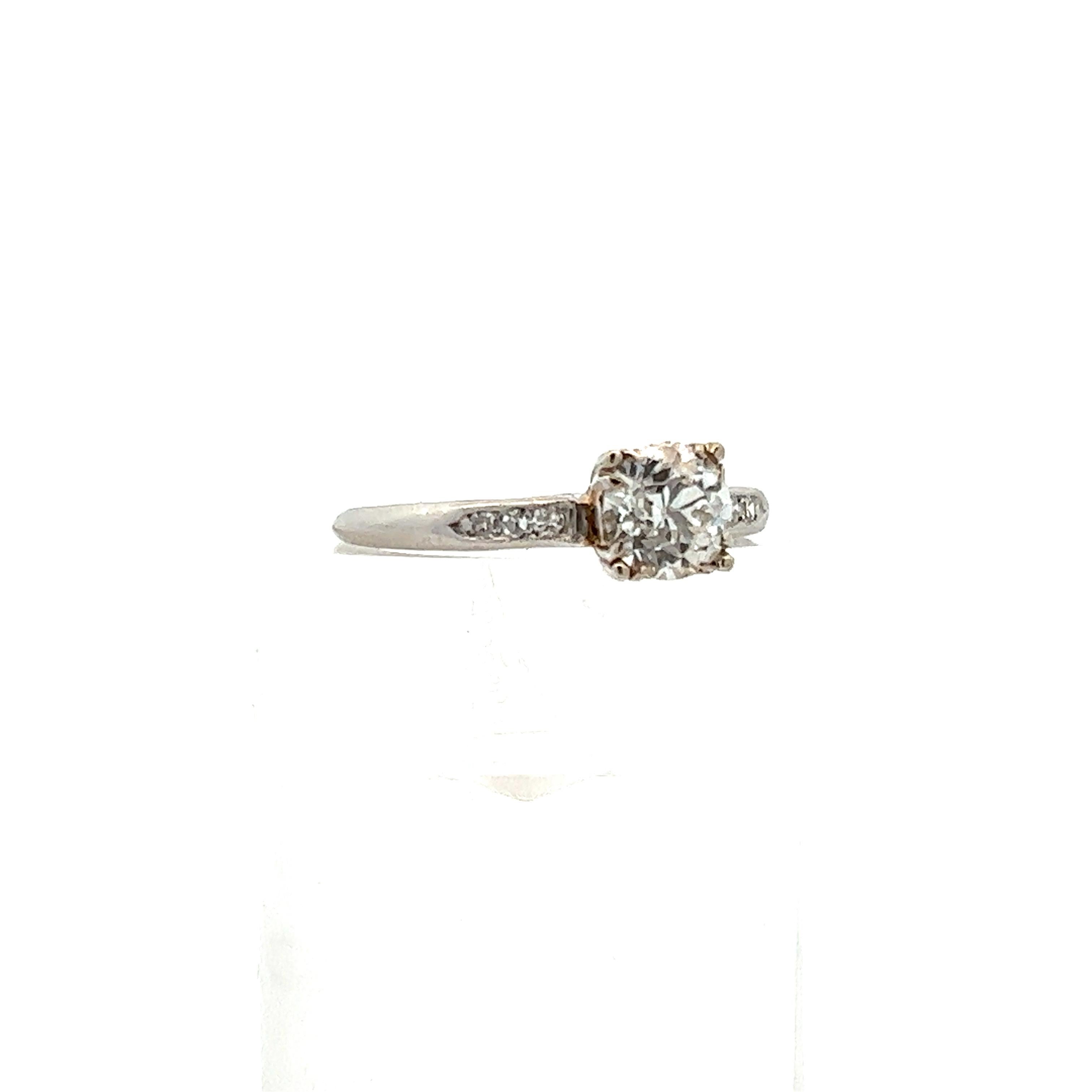 Women's or Men's 1950s European Cut Diamond Platinum Ring 1.70 CTTW For Sale