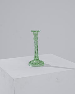 1950s European Green Glass Candlestick