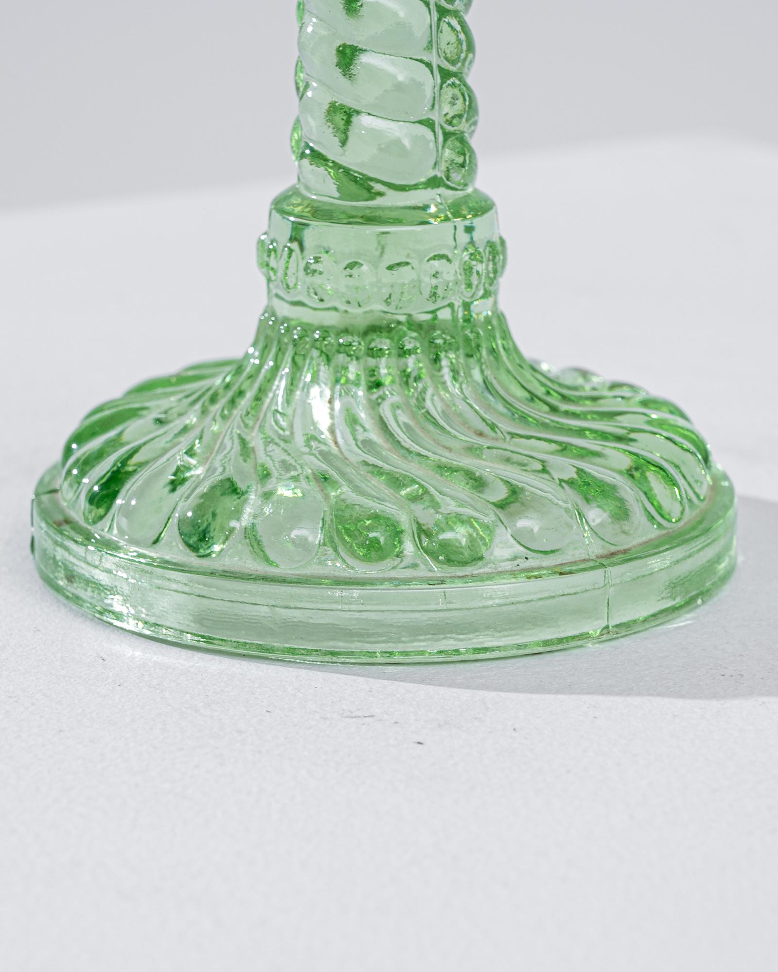 20th Century 1950s European Green Glass Candlestick For Sale