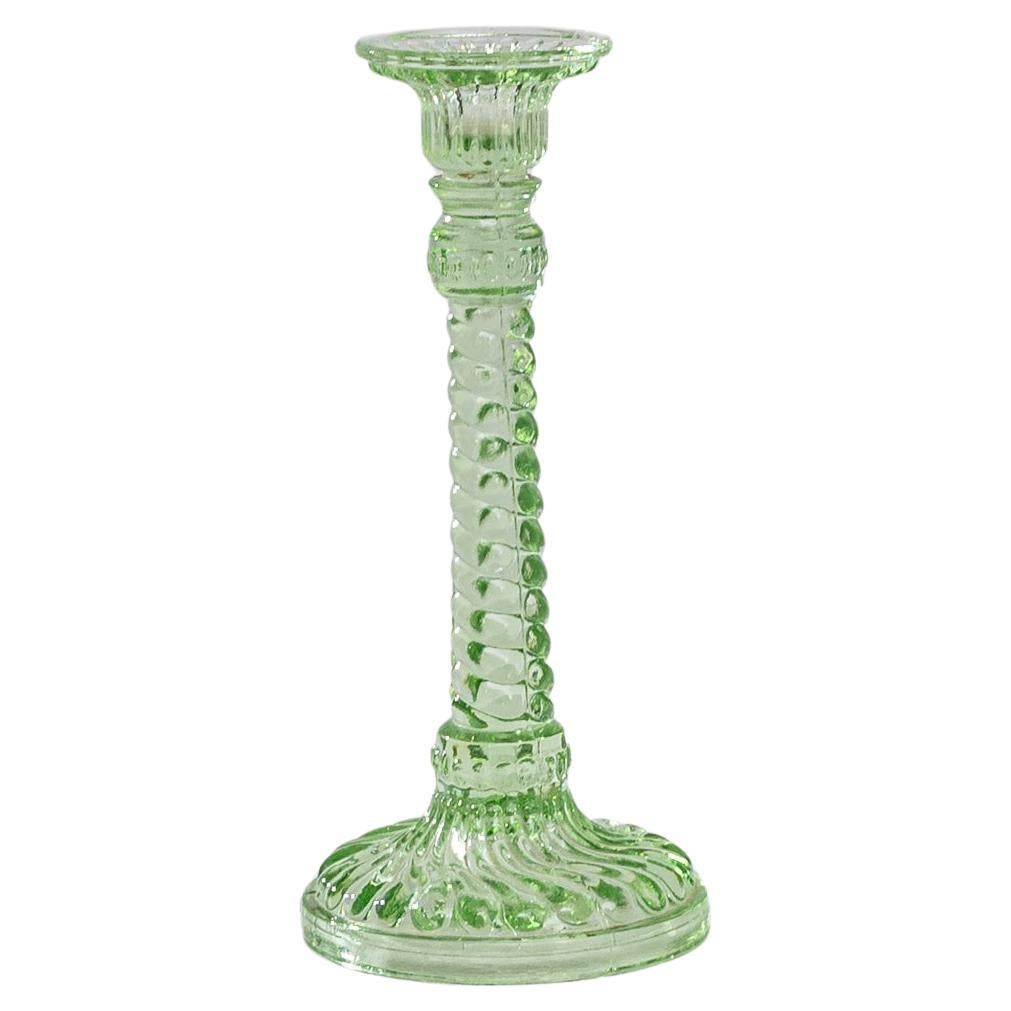 1950s European Green Glass Candlestick For Sale